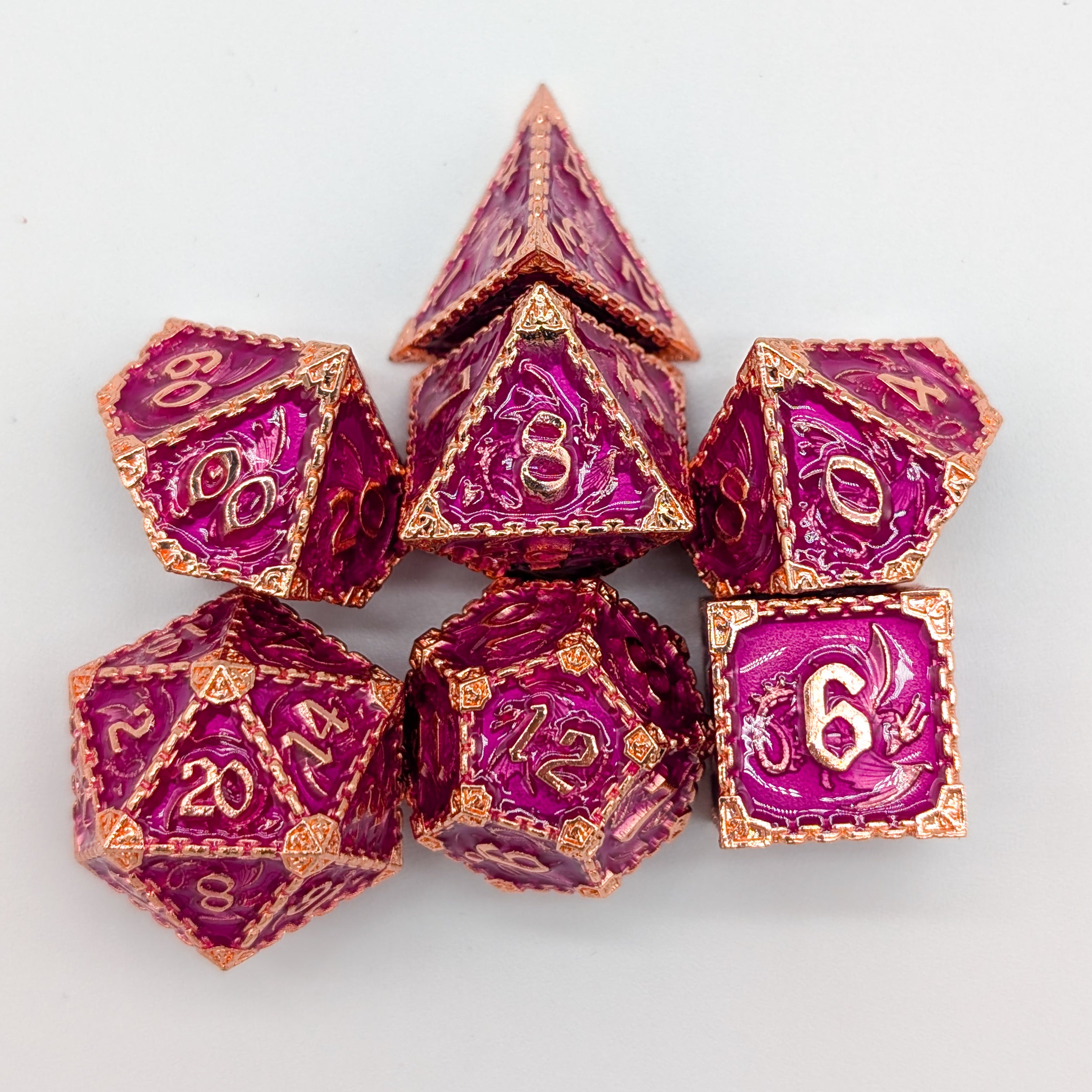 Dragon Purple and Copper Metal Core Dice Set