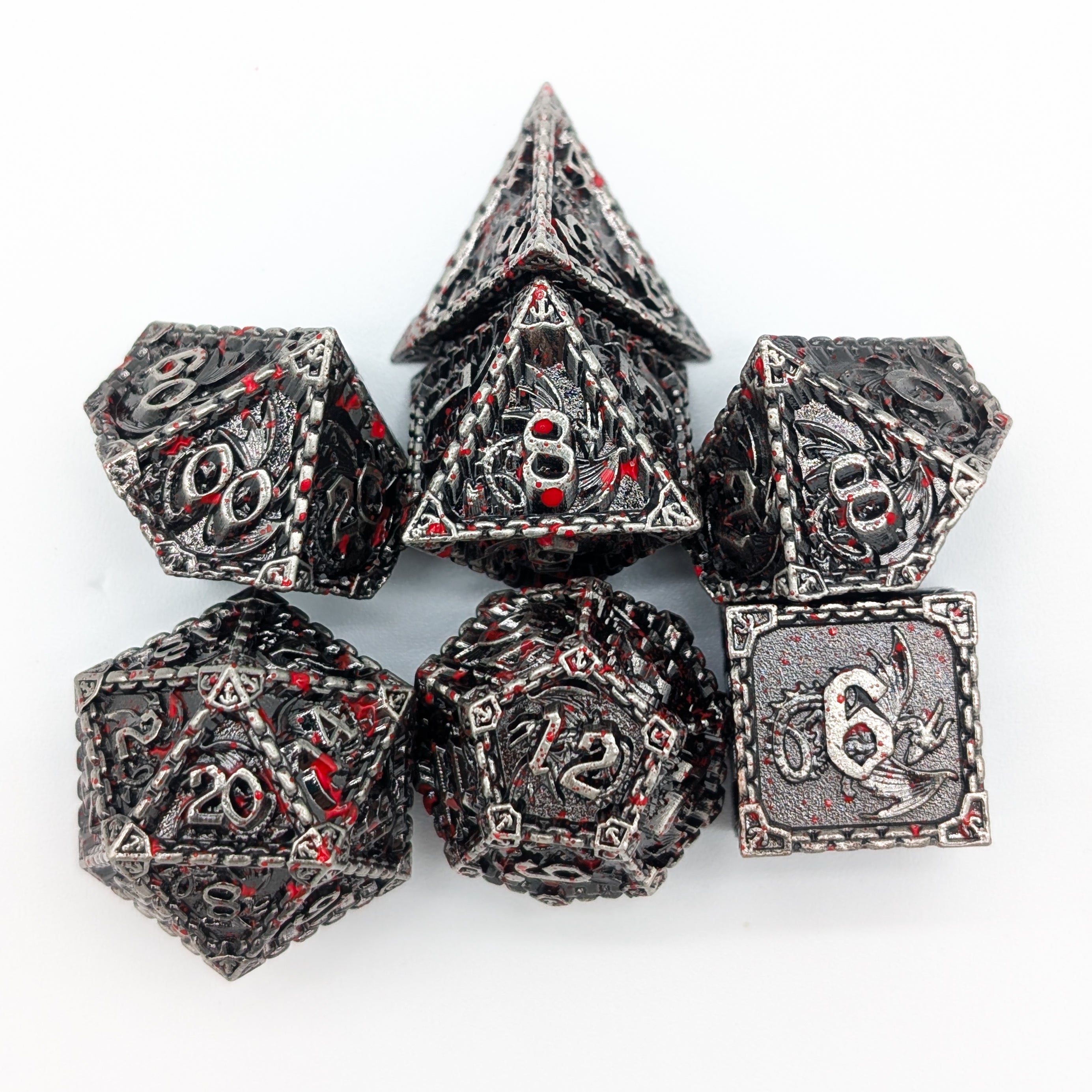 Dragon Splatter Metal Core Dice Set