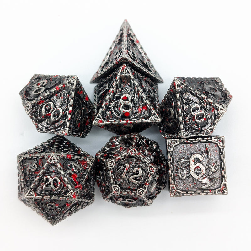 Dragon Splatter Metal Core Dice Set