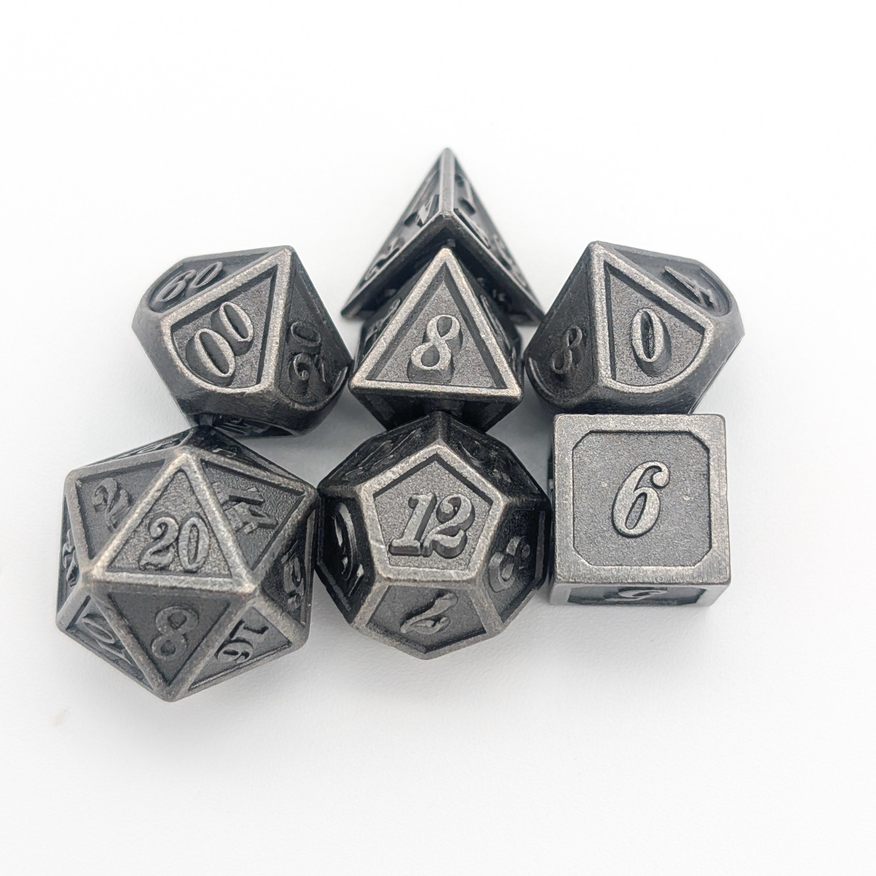 Full Silver Metal Dice Set