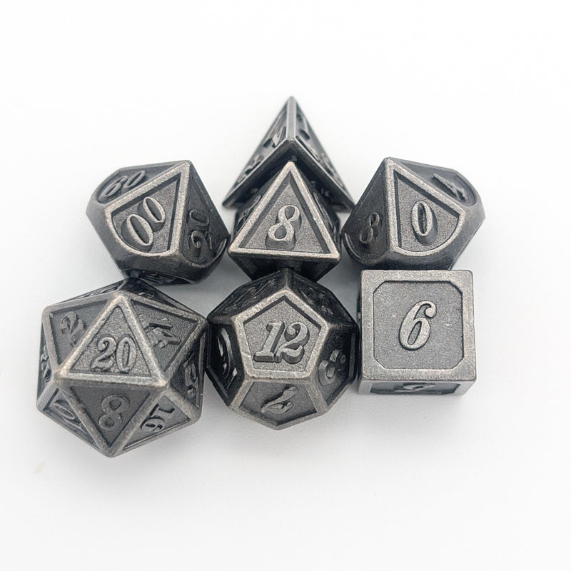 Full Silver Metal Dice Set