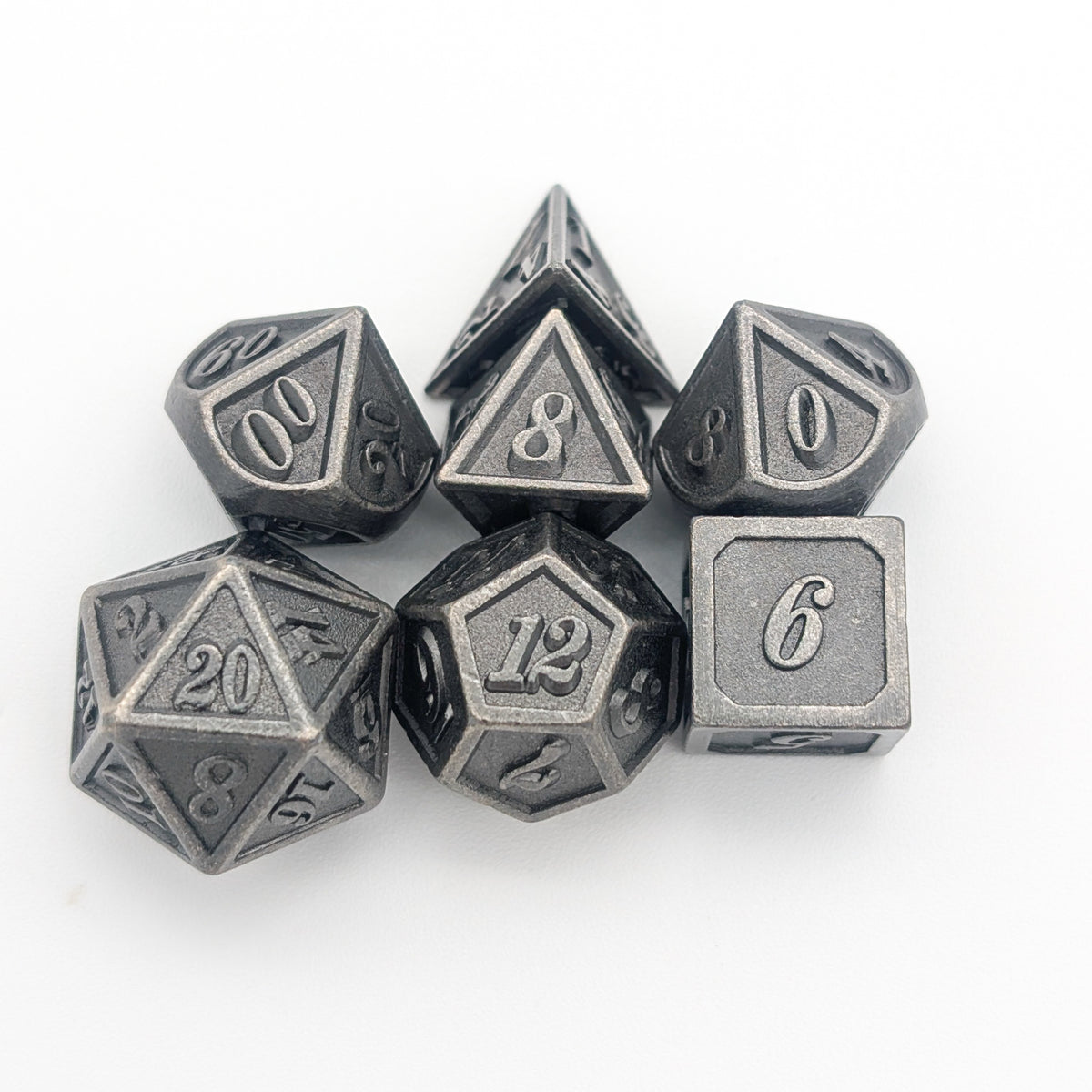 Full Silver Metal Dice Set