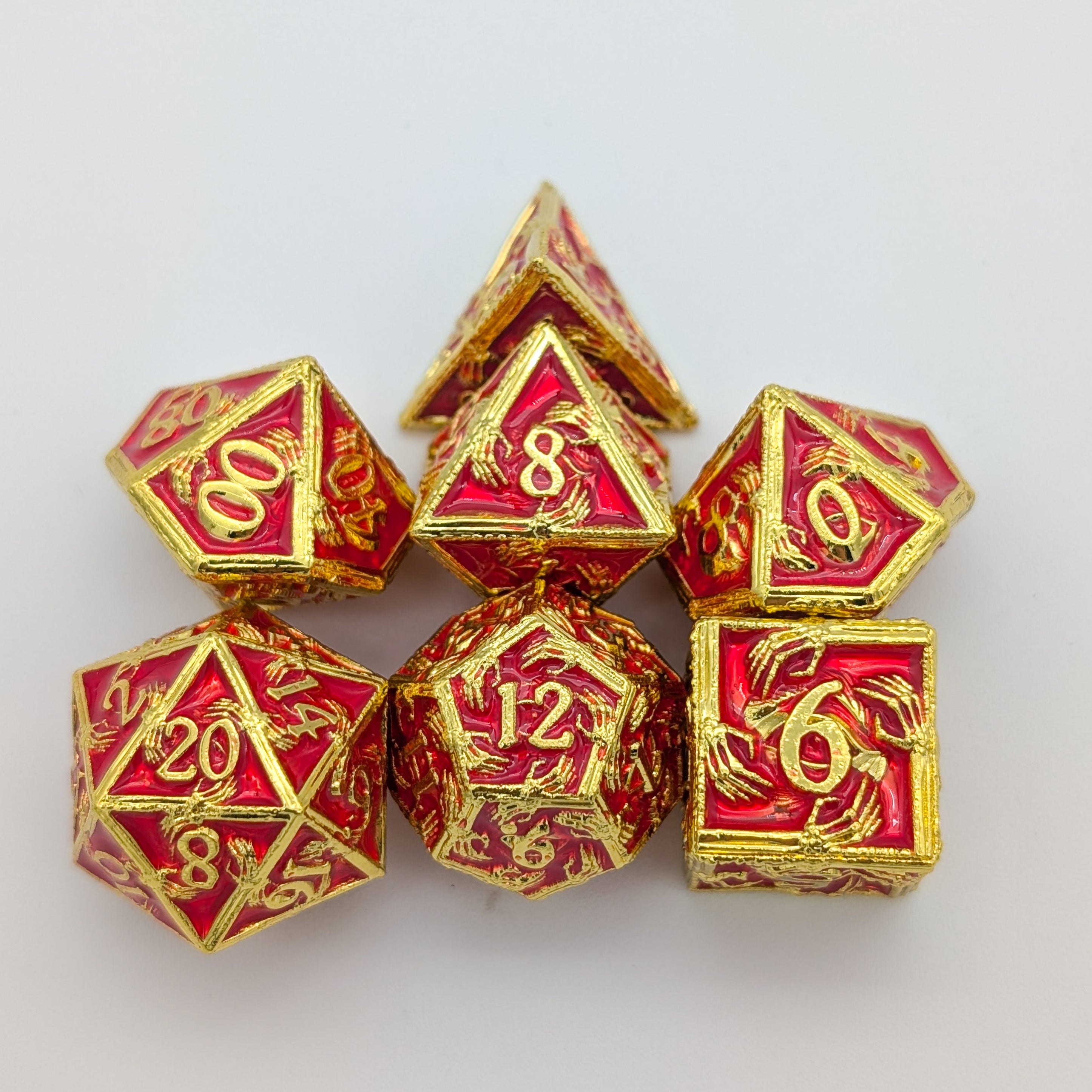 Skeleton Red and Gold Metal Core Dice Set