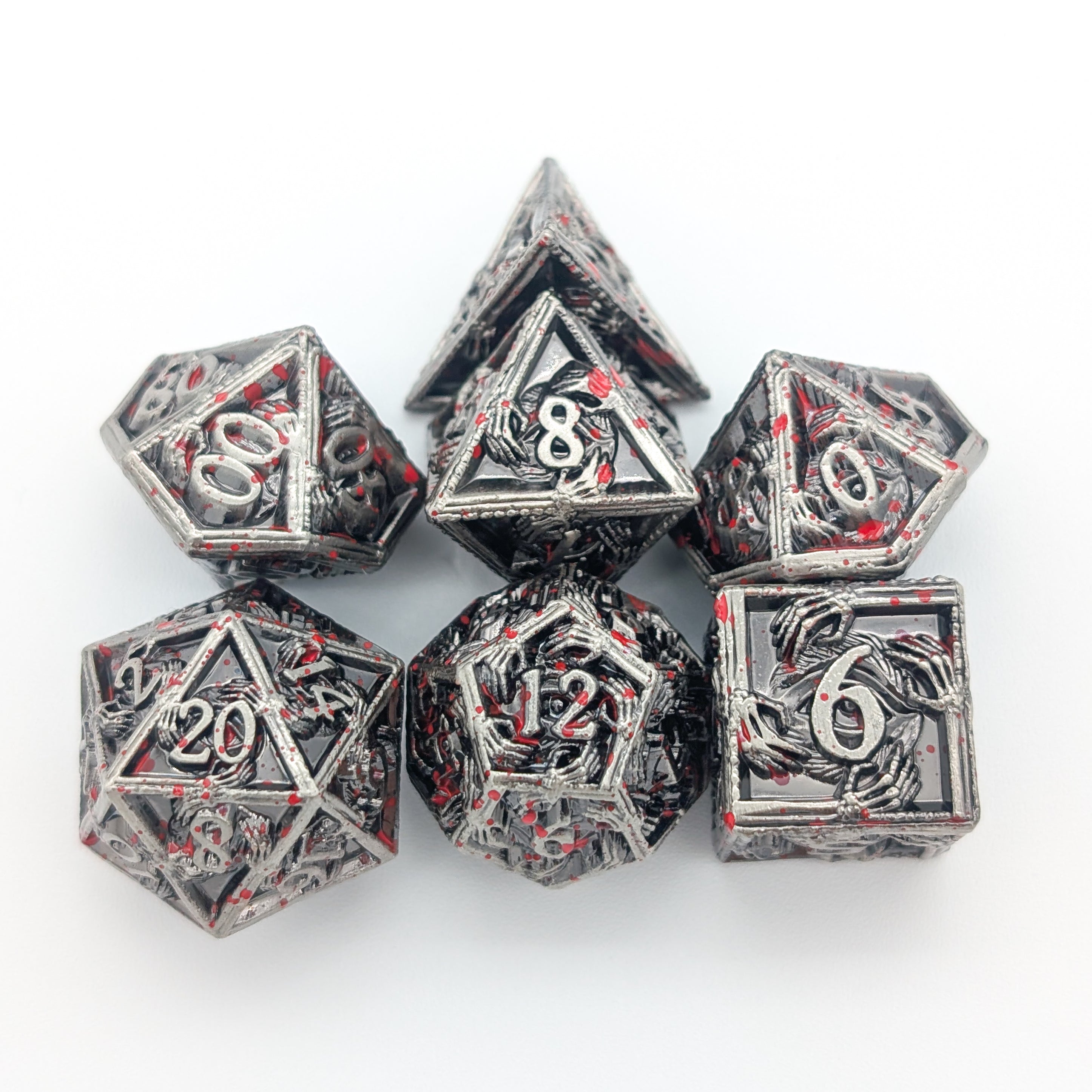 Skeleton Splatter Metal Core Dice Set