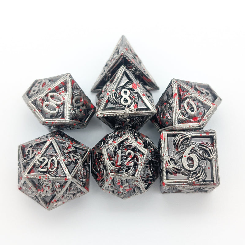 Skeleton Splatter Metal Core Dice Set