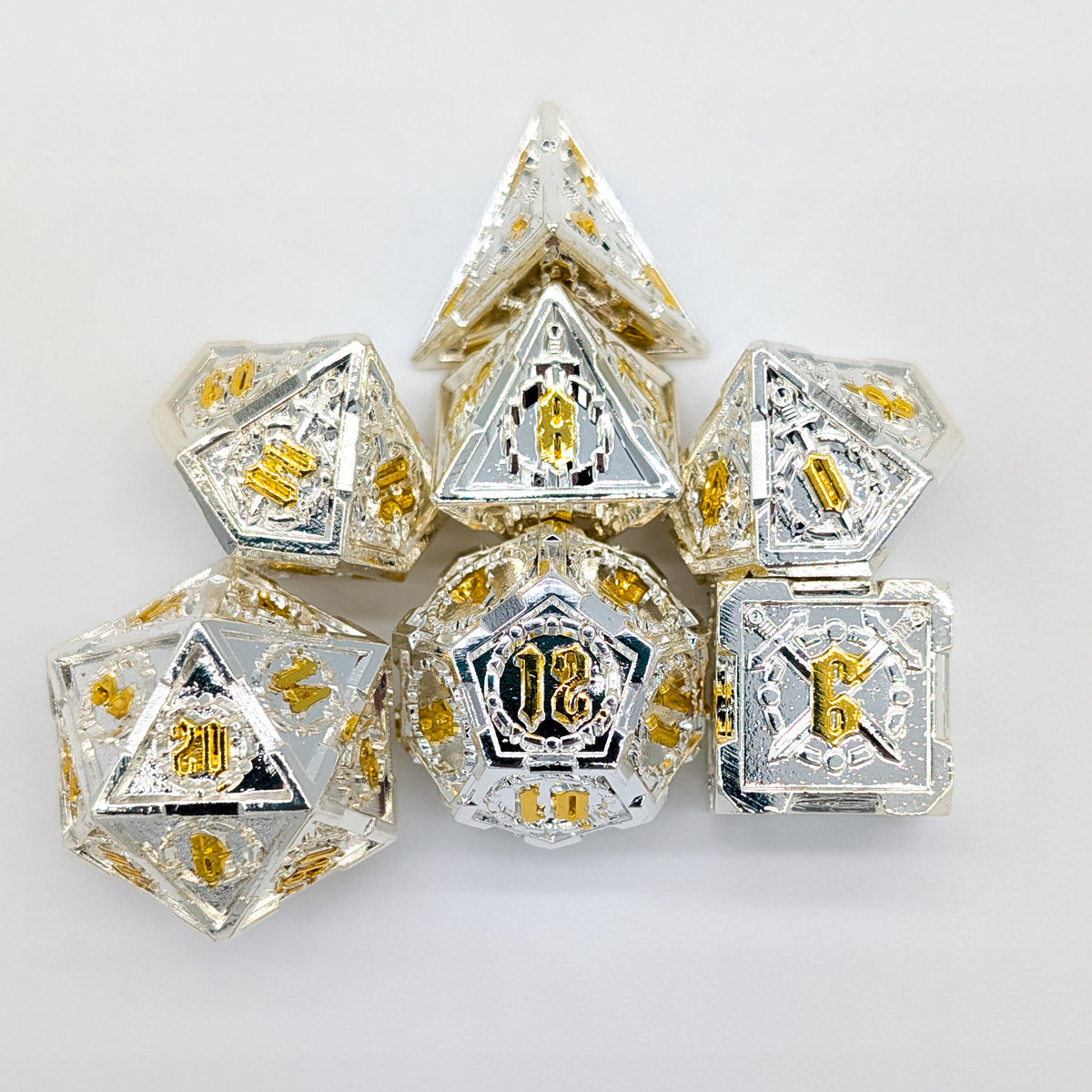 Swords Silver Metal Core Dice Set