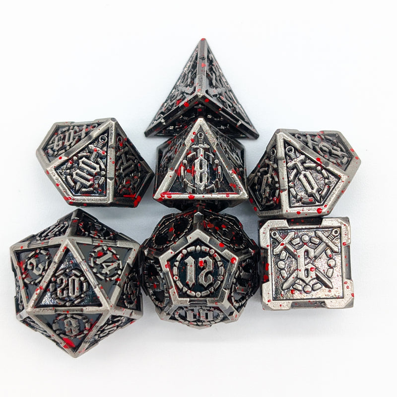 Swords Splatter Metal Core Dice Set
