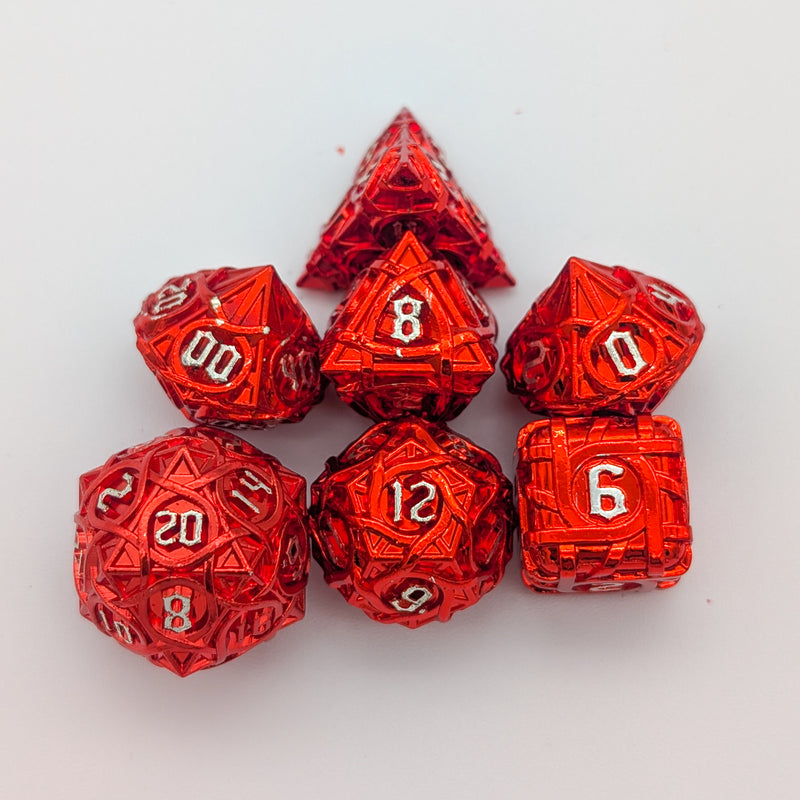 Thorns Red Metal Core Dice Set