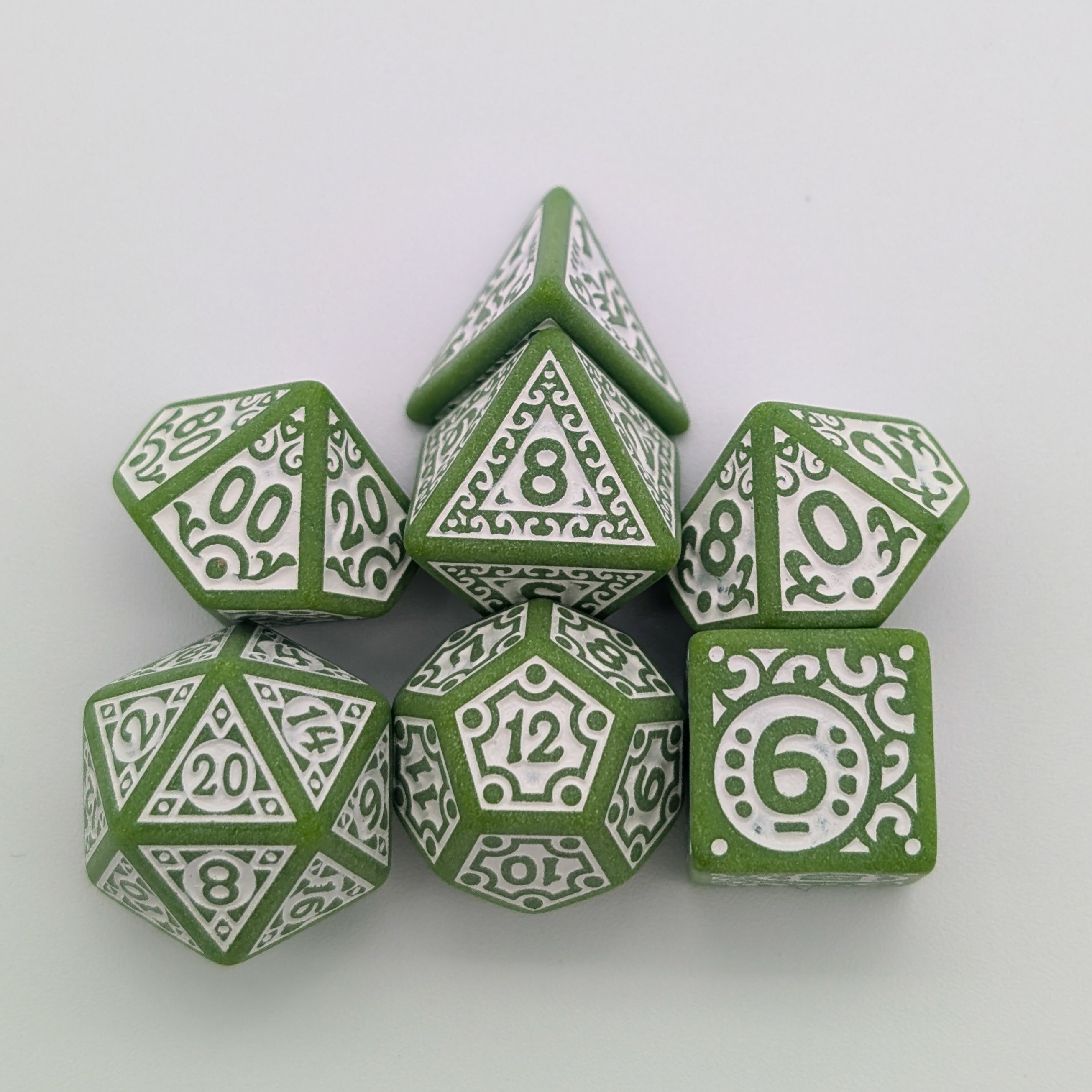 Ornate Matcha Dice Set