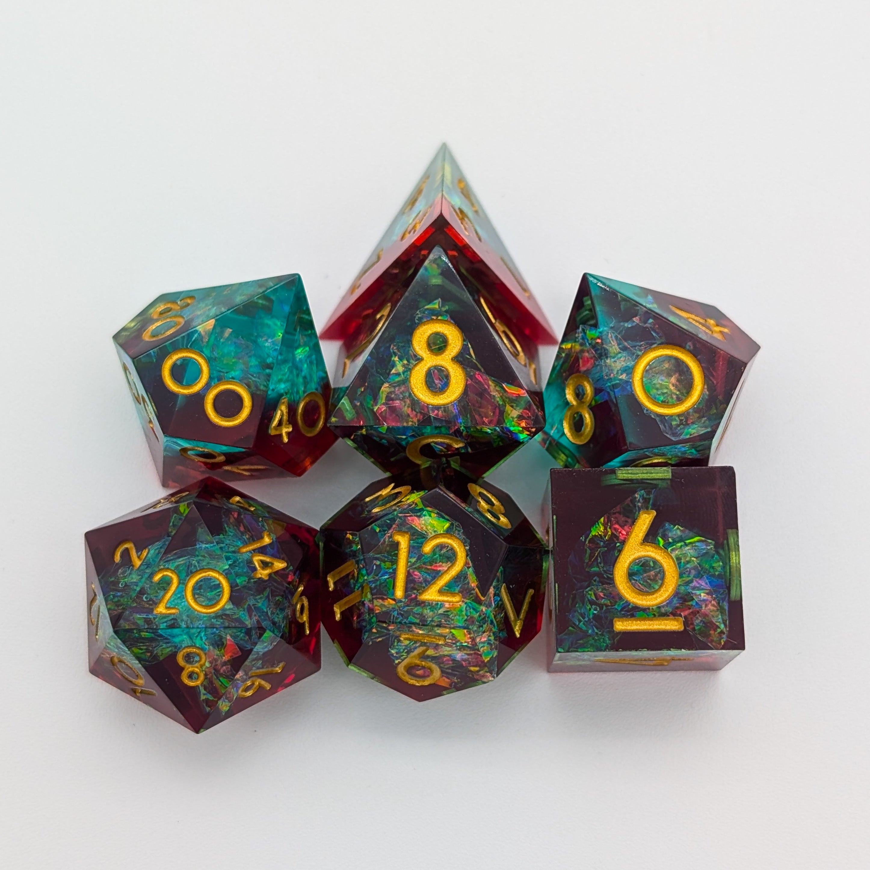 Shine Red and Green Sharp Dice Set