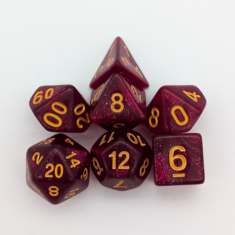 Red Ruby Shimmer Dice Set