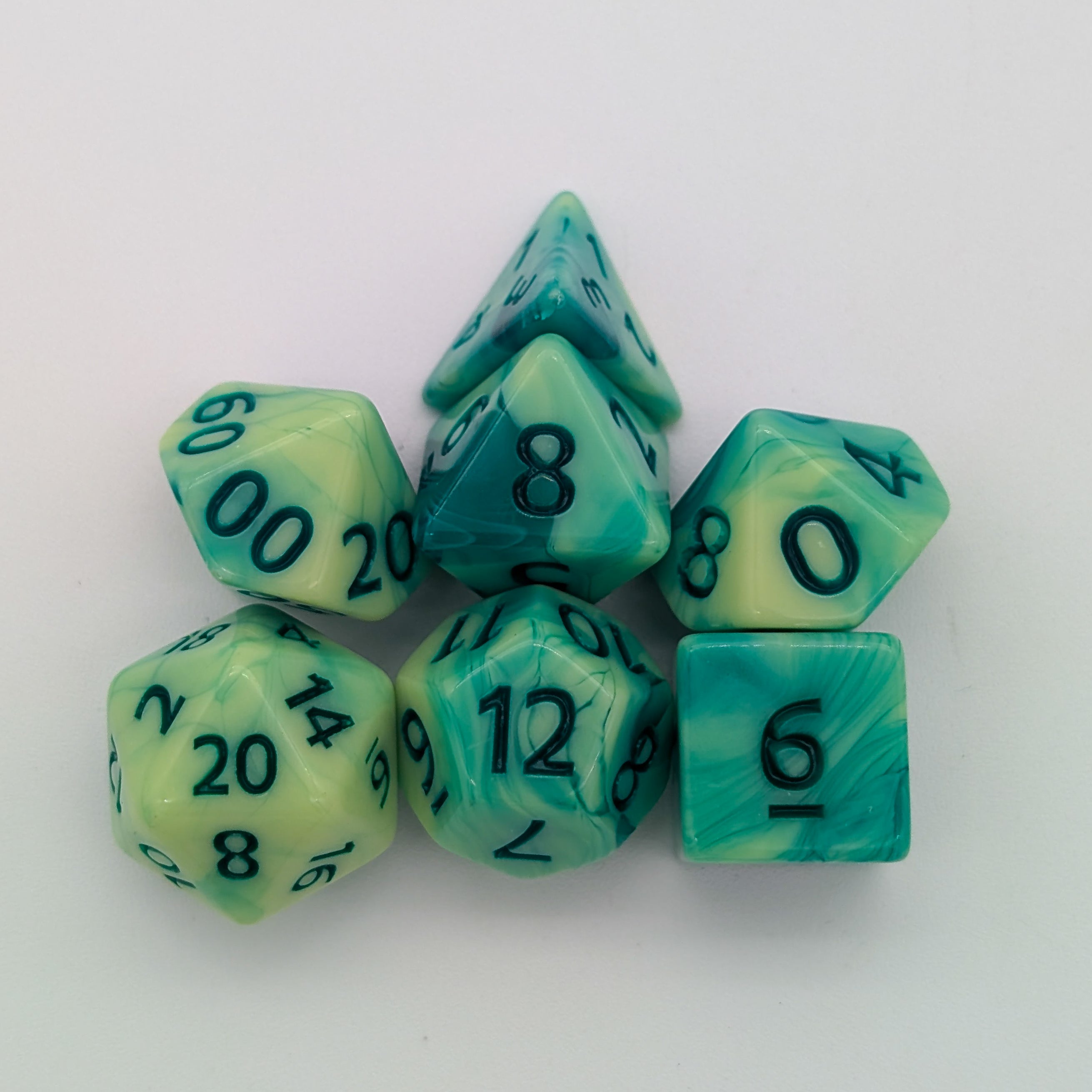 Green Swirl Dice Set
