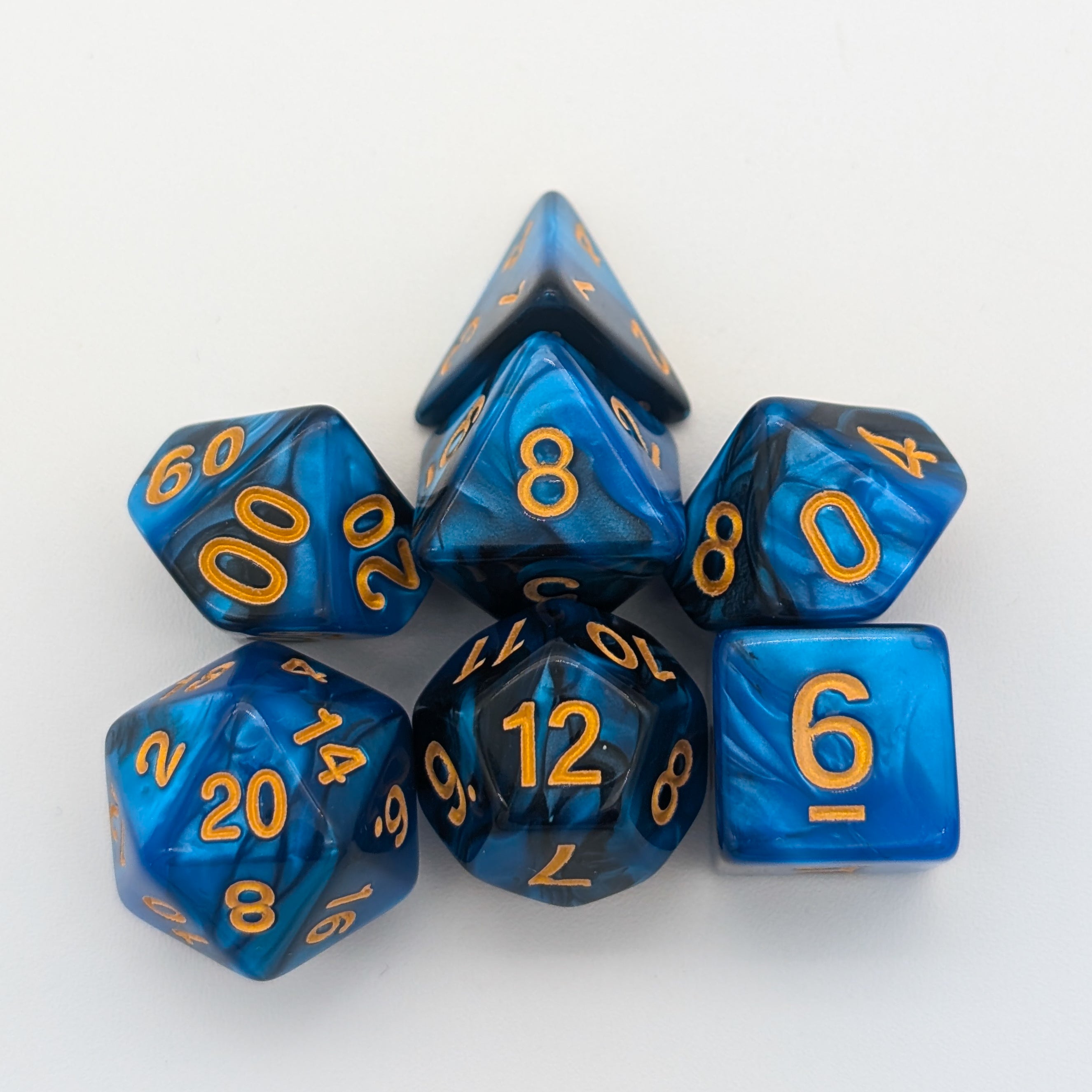 Tie-Dye Black and Blue Dice Set