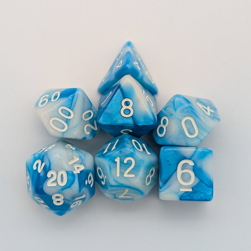 Tie-Dye Blue and White Dice Set