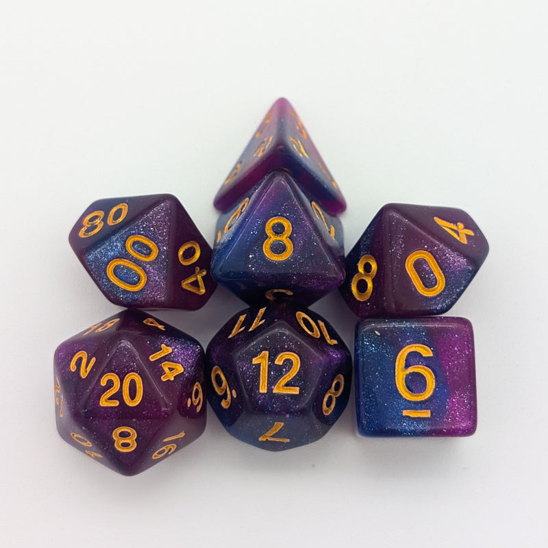 Pink and Purple Galaxy Dice Set