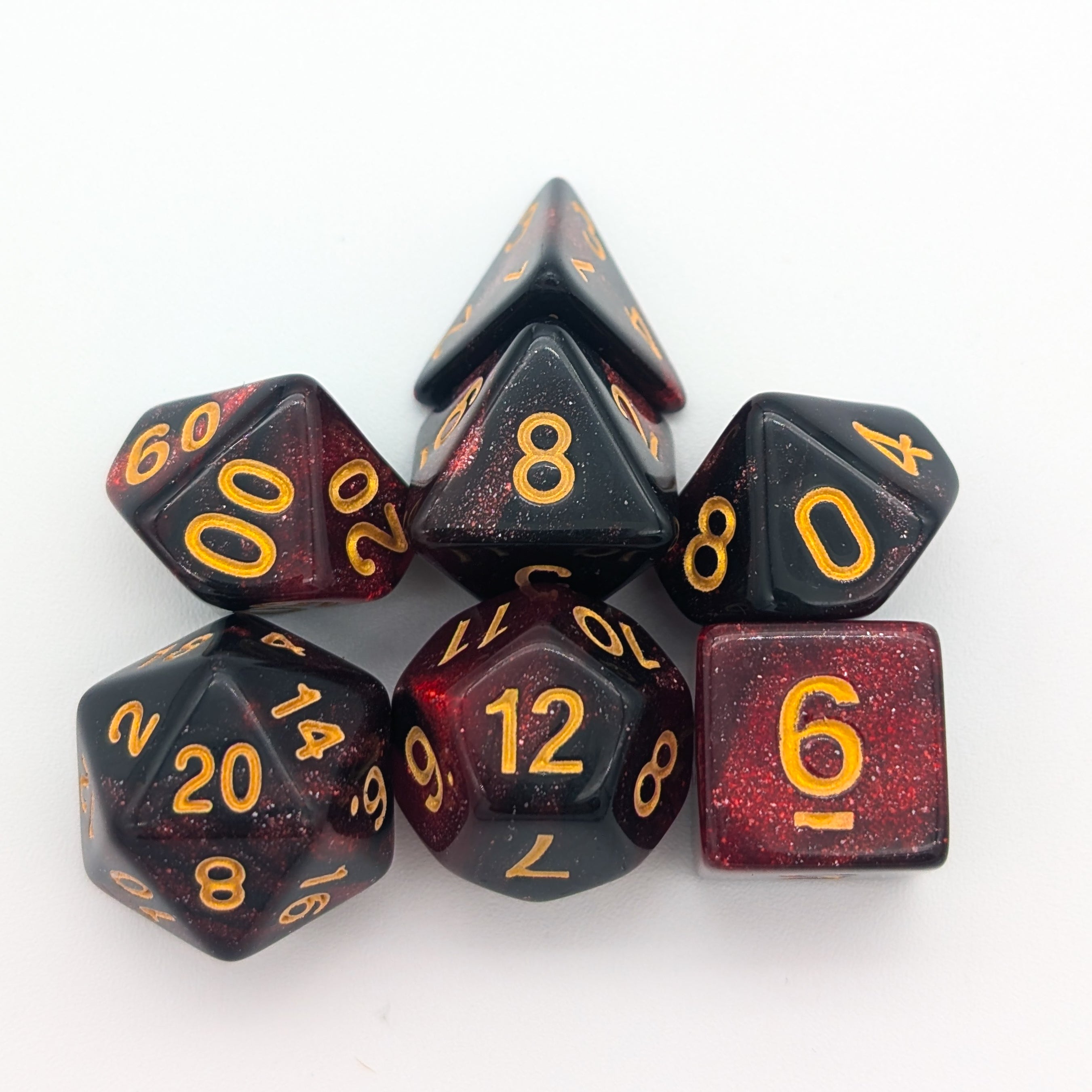 Red and Black Galaxy Dice Set