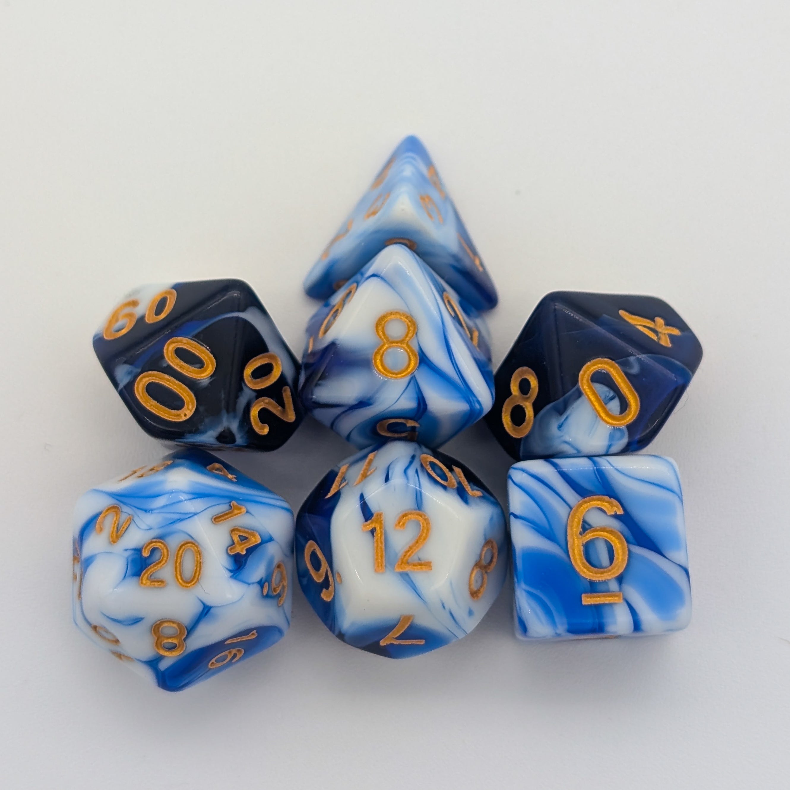 Two Tone Dark Blue and White Dice Set