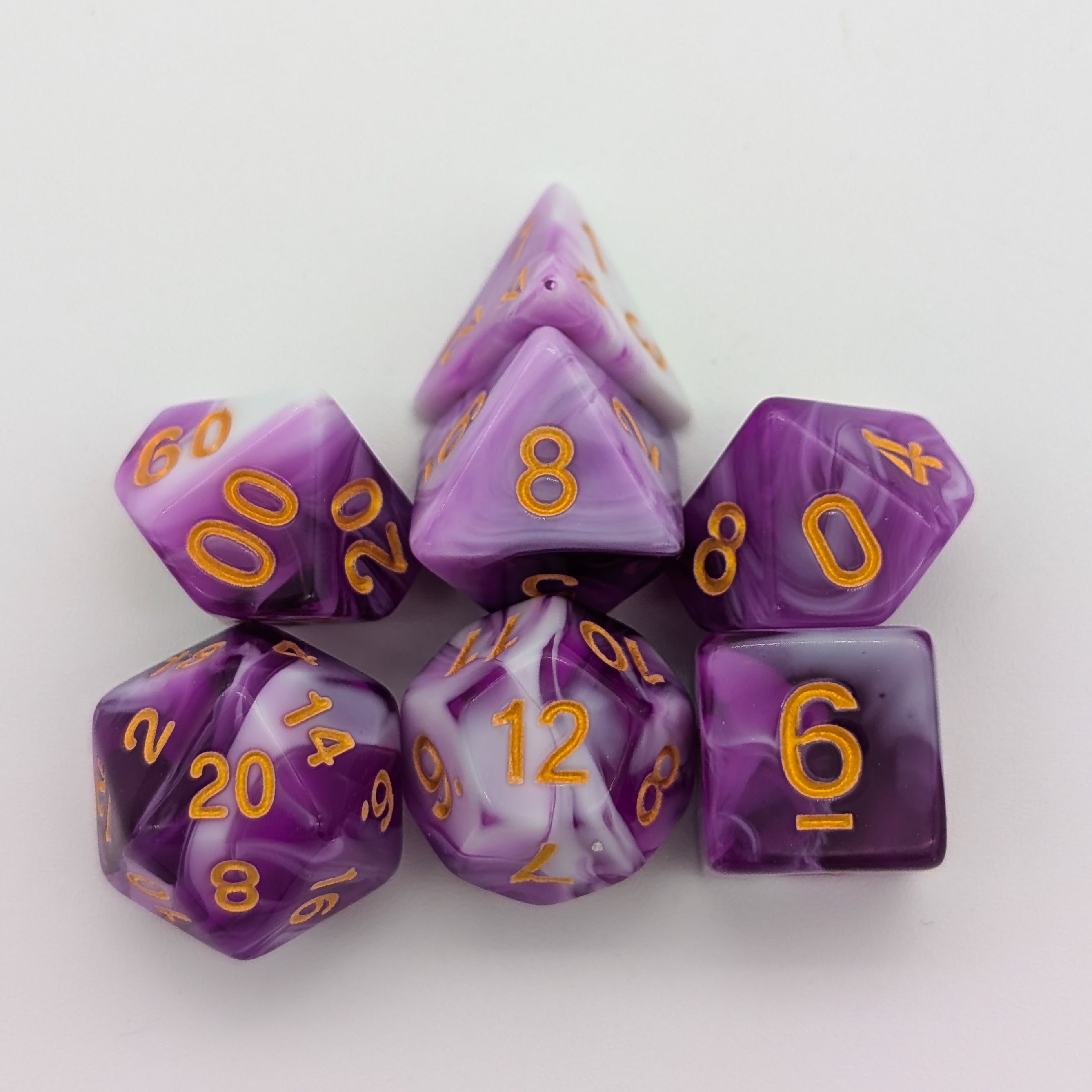 Purple and White Two Tone Dice Set