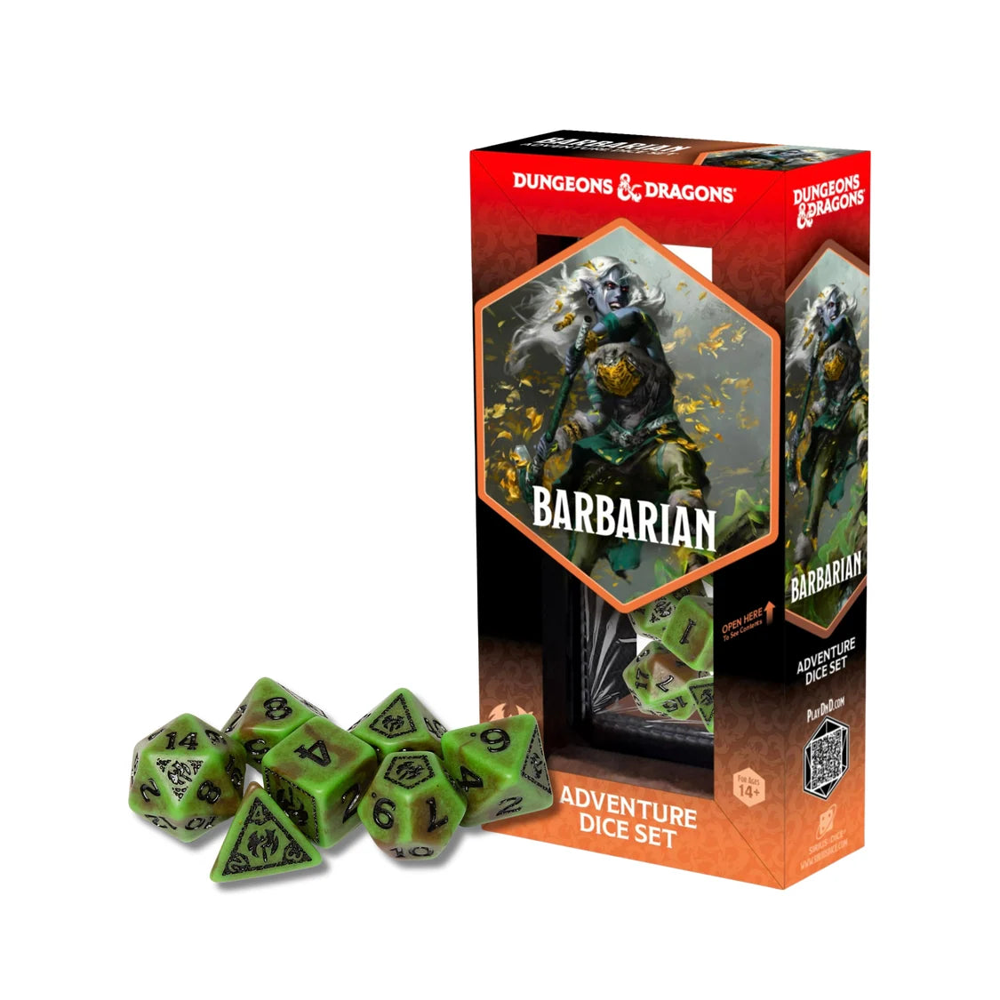 D&D Adventure Dice - Barbarian. Green, Brown