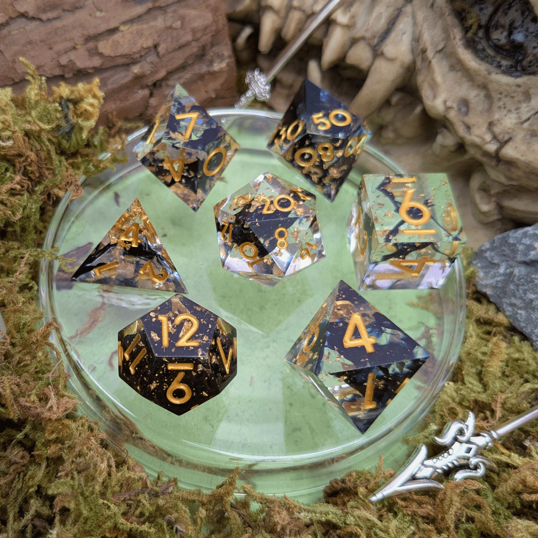Foil Obsidian Sharp Dice Set