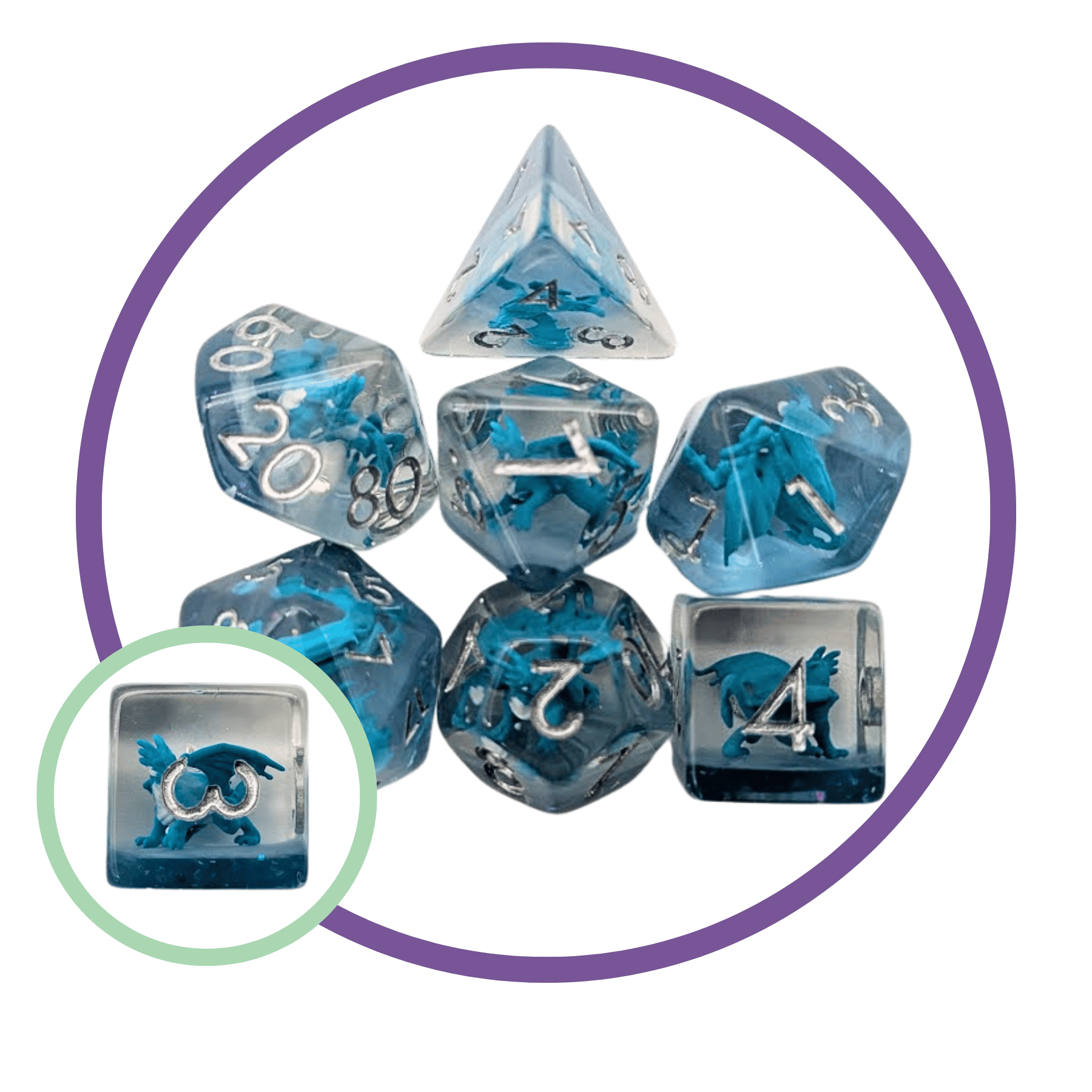 Ice Dragon Inclusion Dice Set