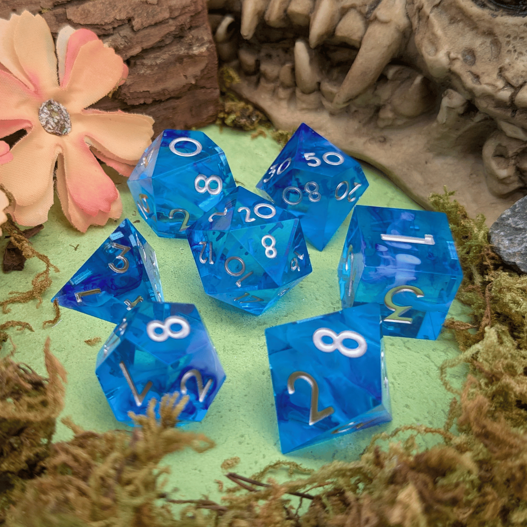 Bright Blue Sharp Dice Set
