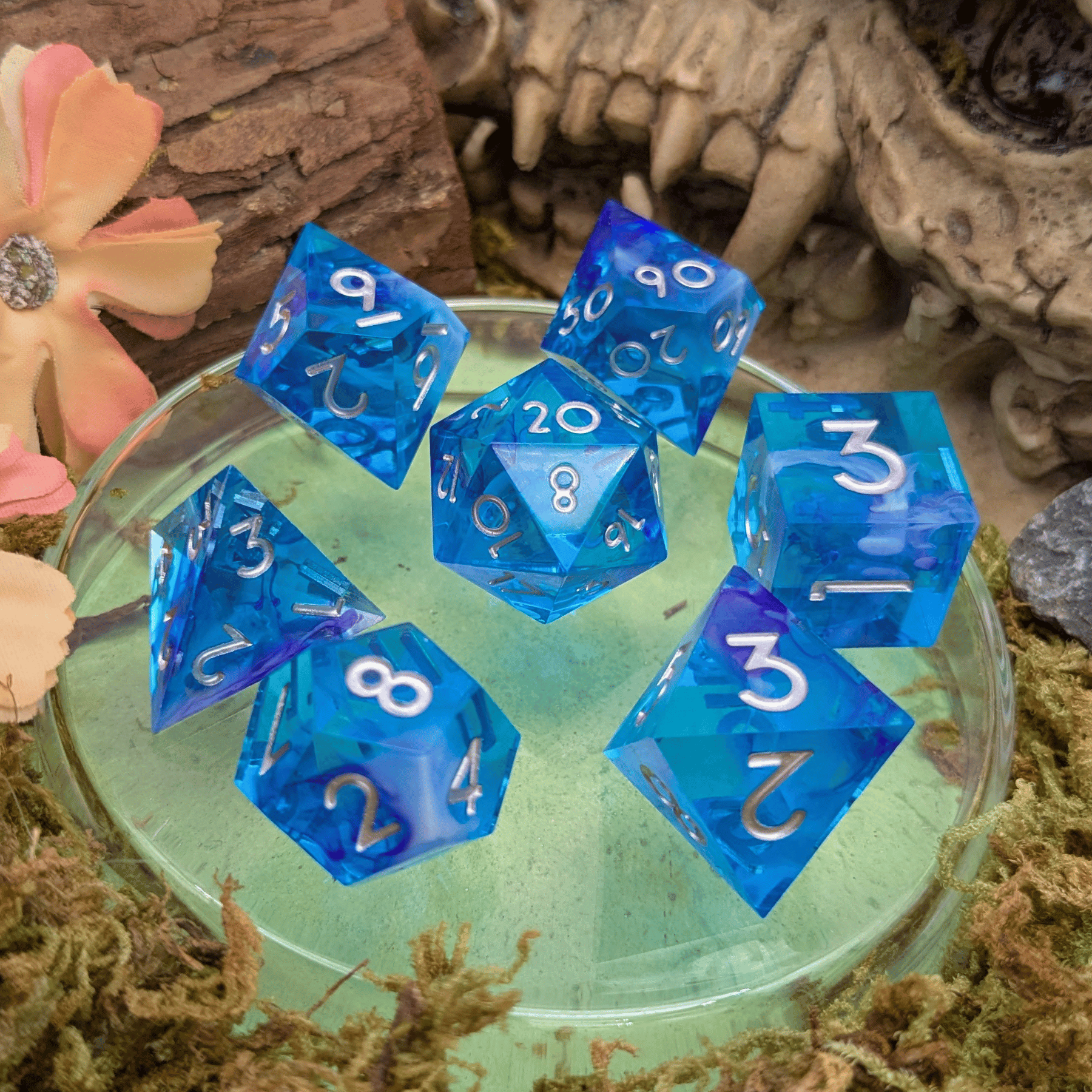 Bright Blue Sharp Dice Set