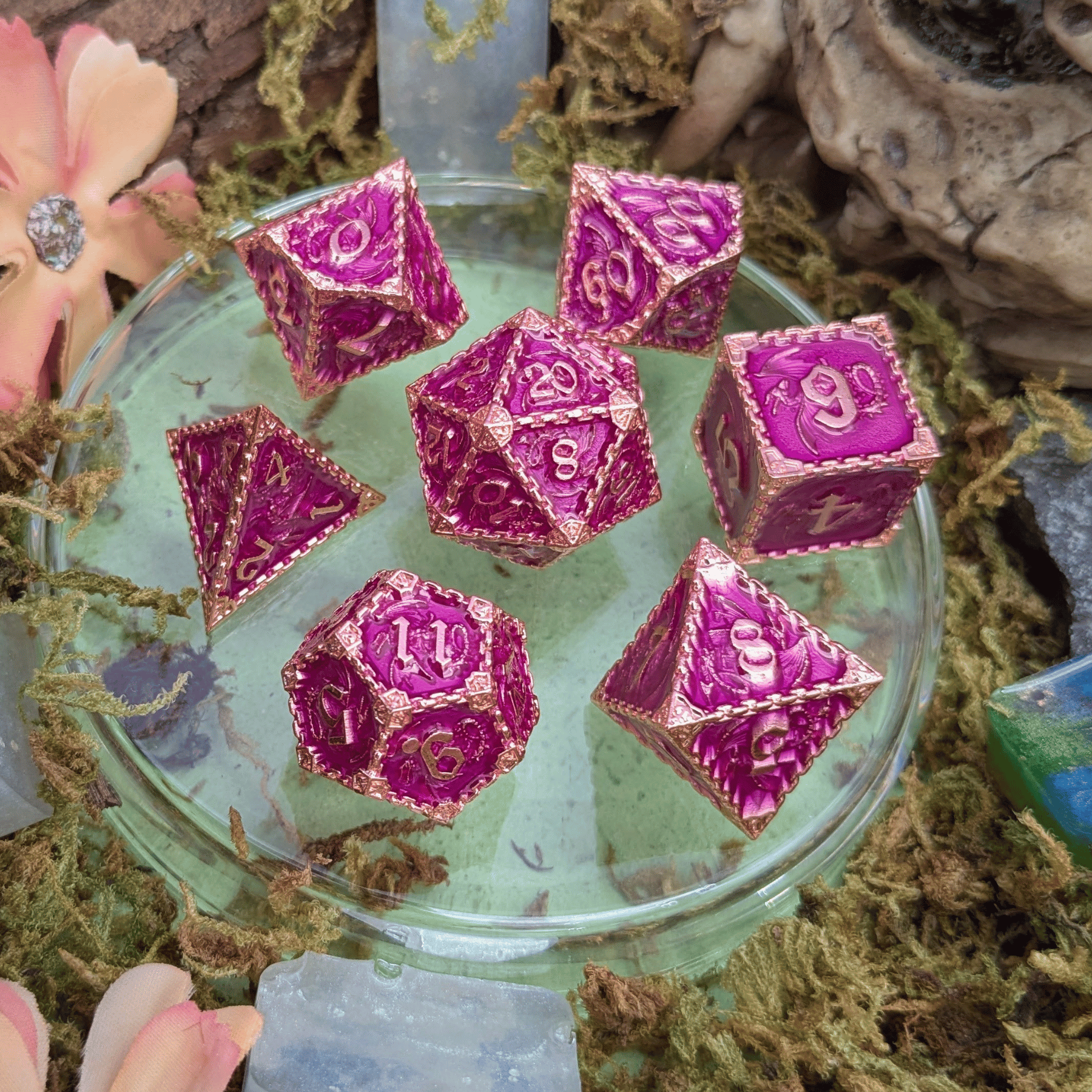 Dragon Purple and Copper Metal Core Dice Set