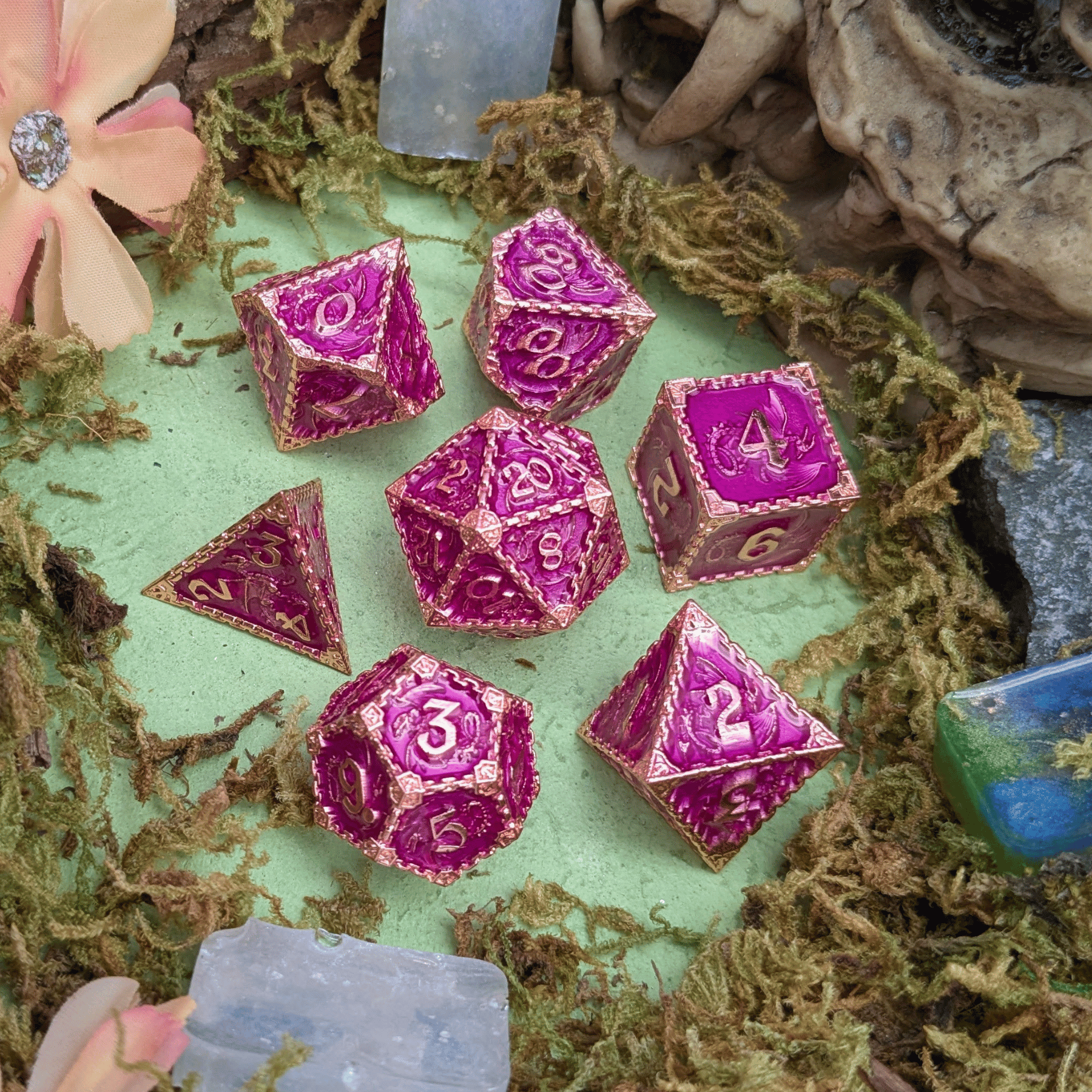 Dragon Purple and Copper Metal Core Dice Set