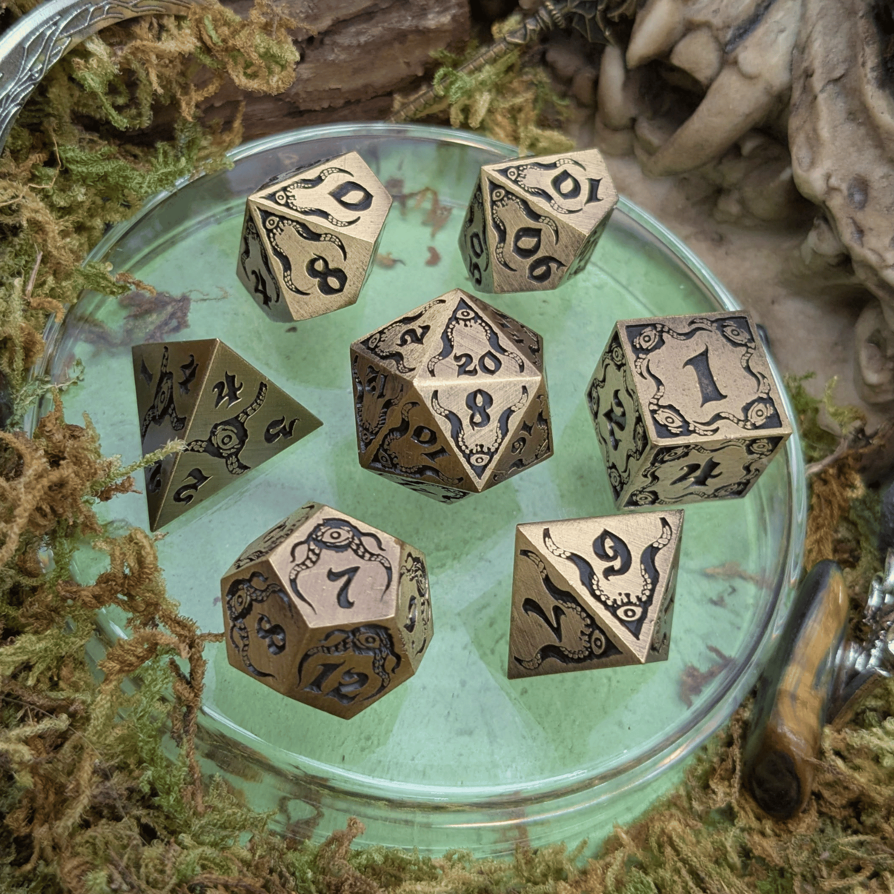 The Abyssal Sovereign | Eldritch Gold Metal Dice Set