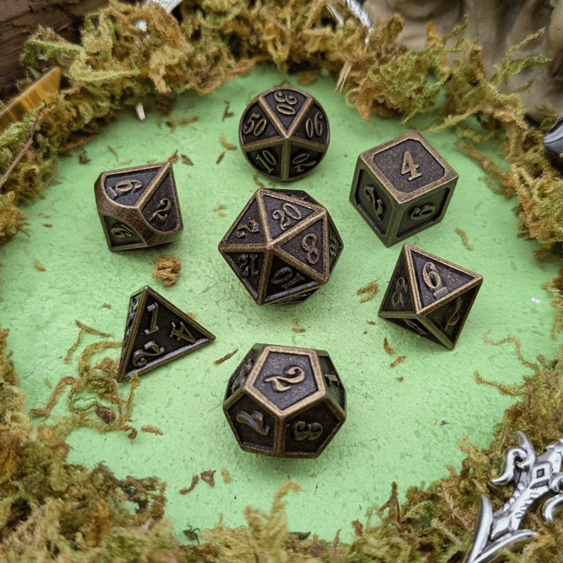 Full Gold Metal Dice Set