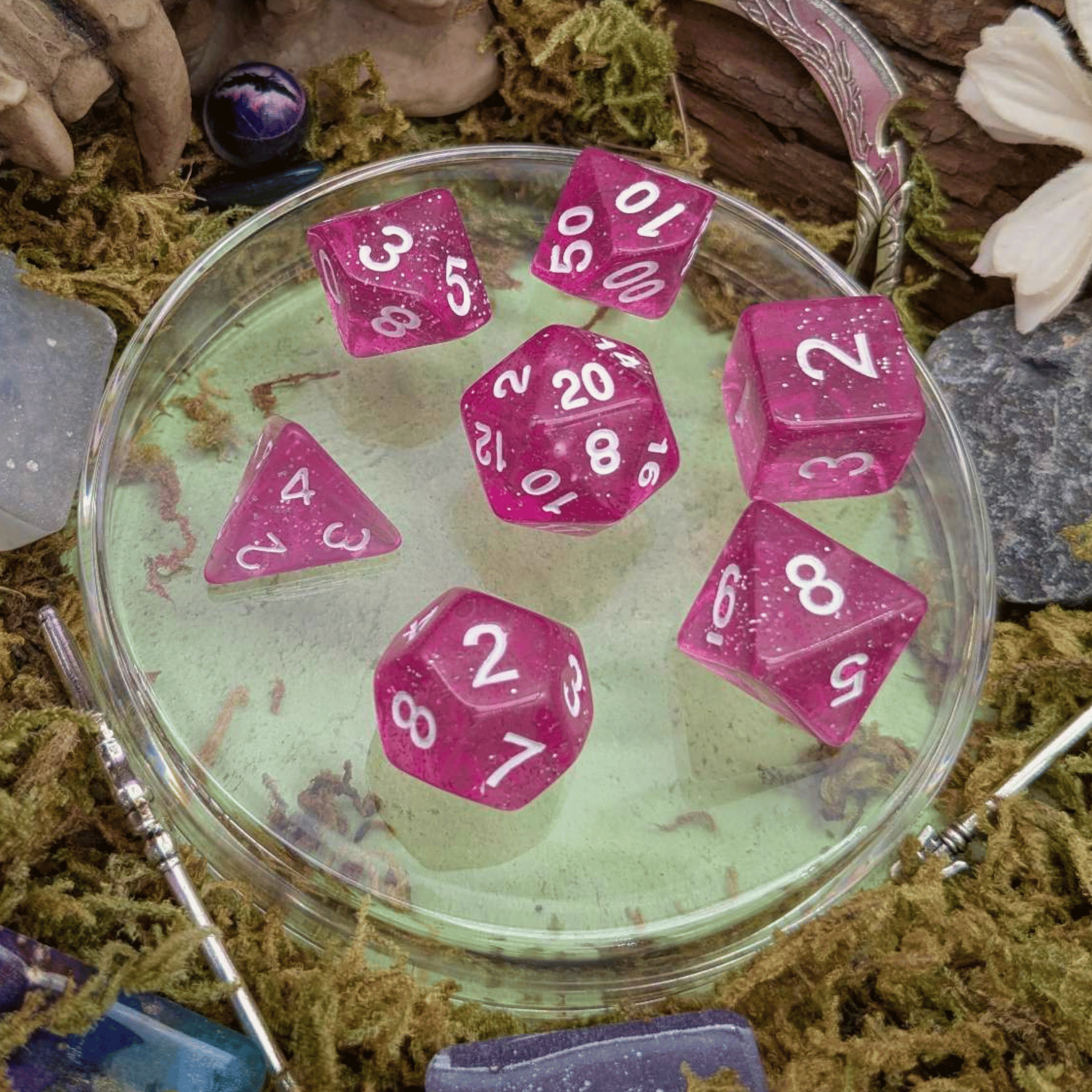 Glitter Pink Dice Set
