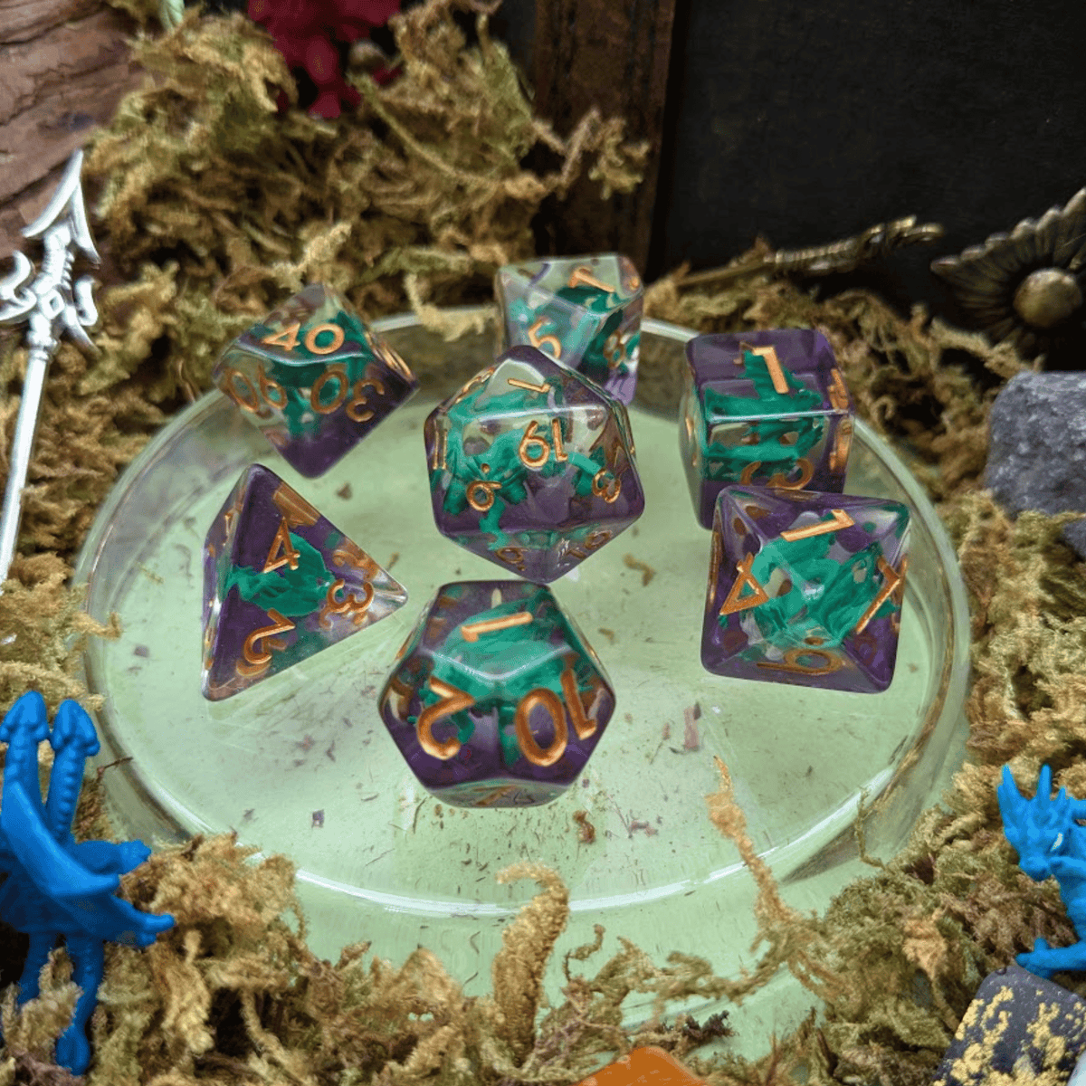 Acid Dragon Inclusion Dice Set