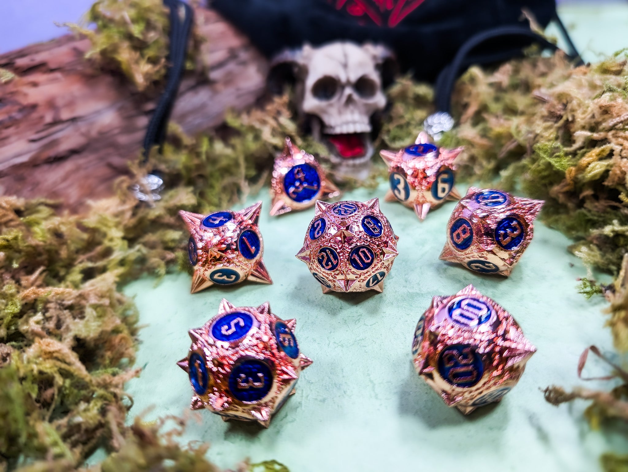 Thorns of the Blue Rose | Metal Caltrop Dice Set
