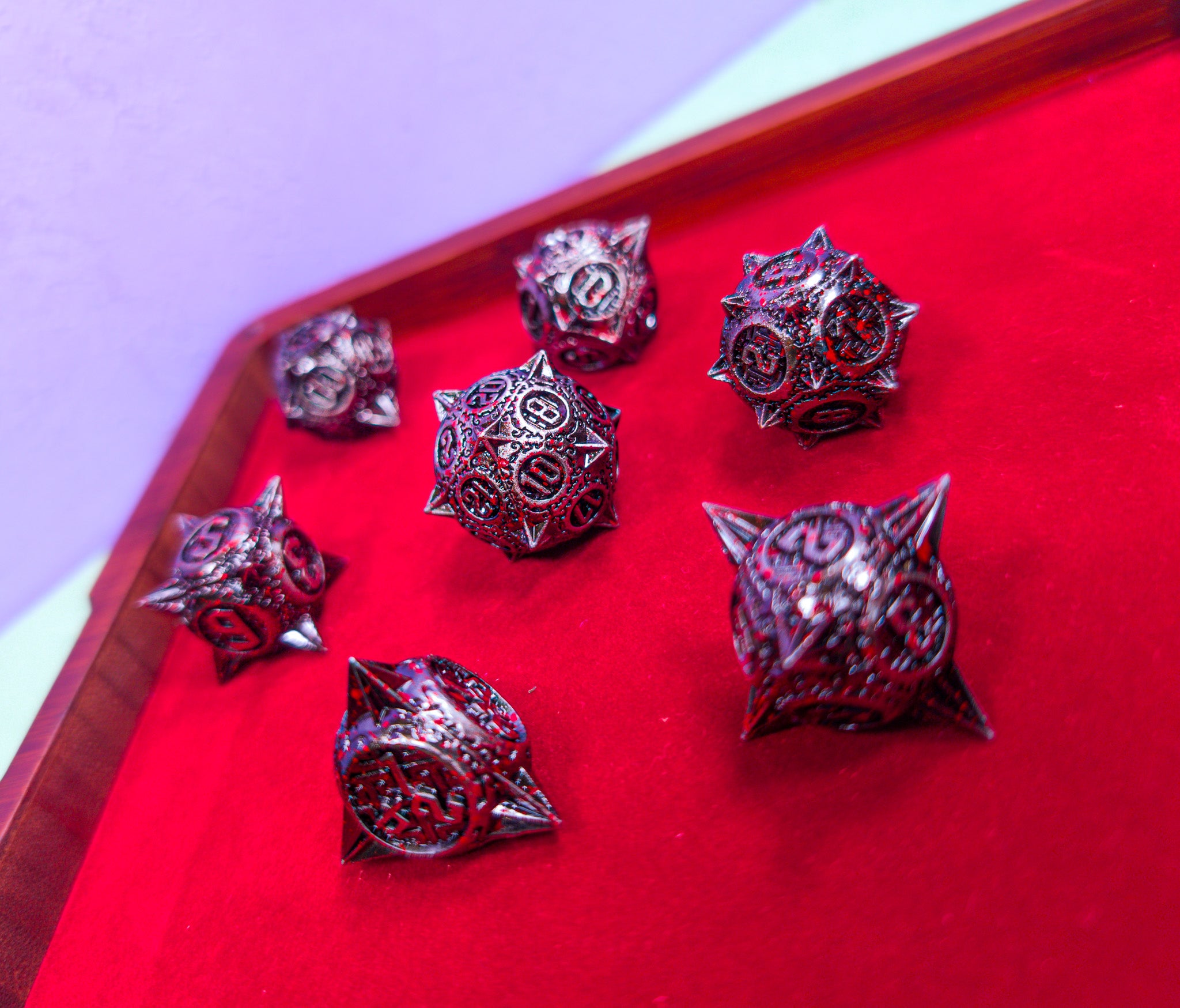 The Executioner’s Throw | Caltrops Splatter Metal Dice