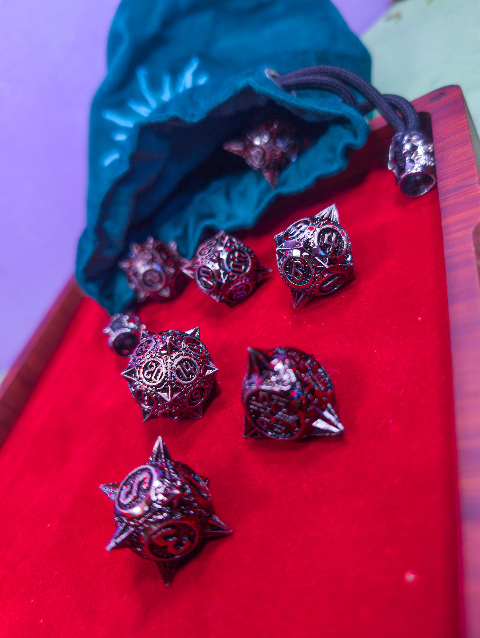 The Executioner’s Throw | Caltrops Splatter Metal Dice