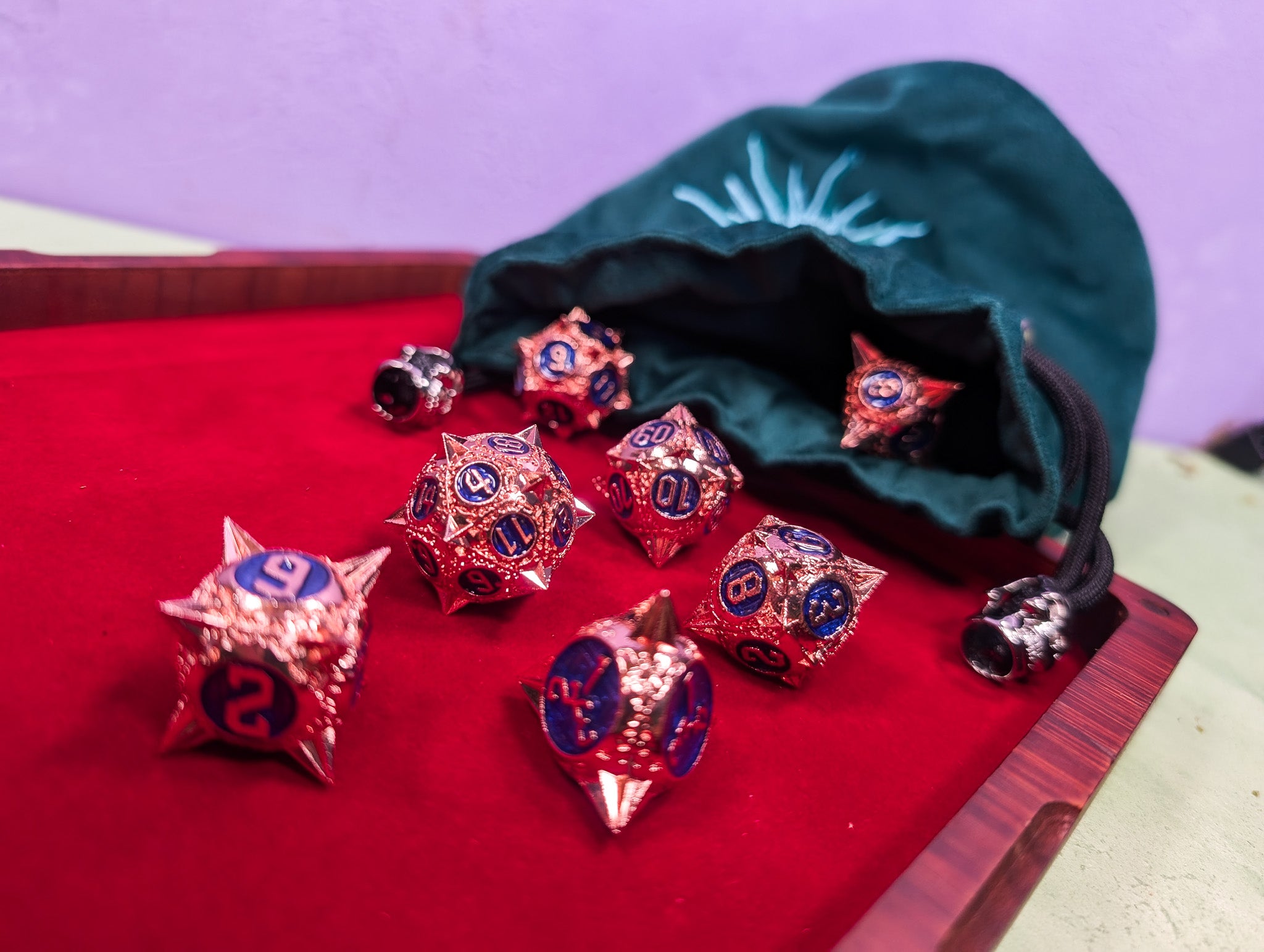 Thorns of the Blue Rose | Metal Caltrop Dice Set