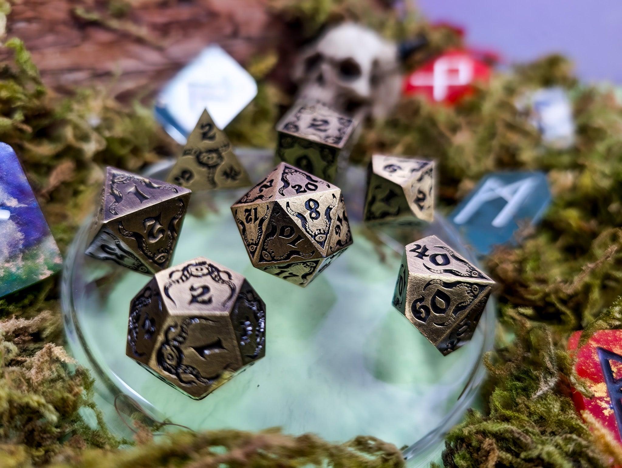 The Abyssal Sovereign | Eldritch Gold Metal Dice Set