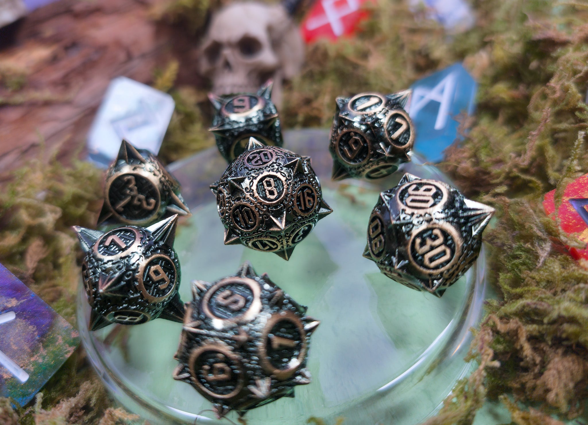 The Titan's Tribute | Metal Caltrop Dice Set