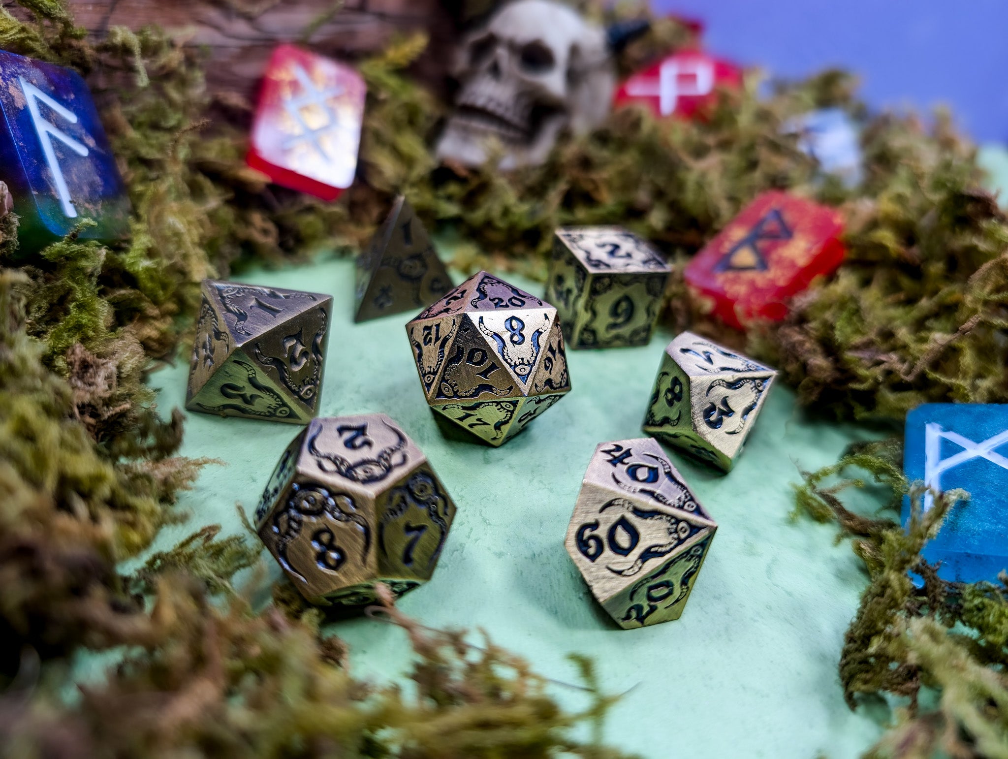 The Abyssal Sovereign | Eldritch Gold Metal Dice Set