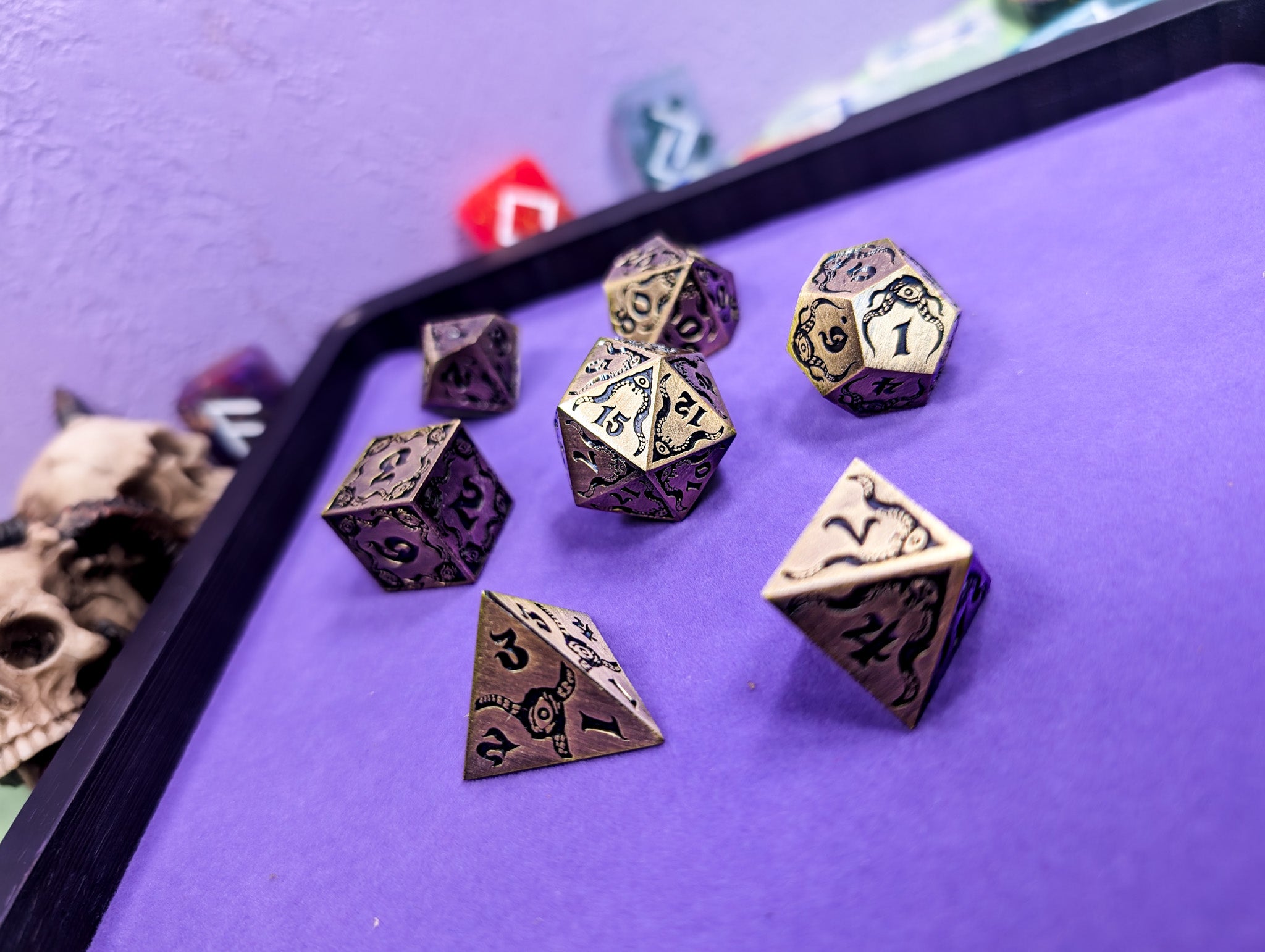 The Abyssal Sovereign | Eldritch Gold Metal Dice Set