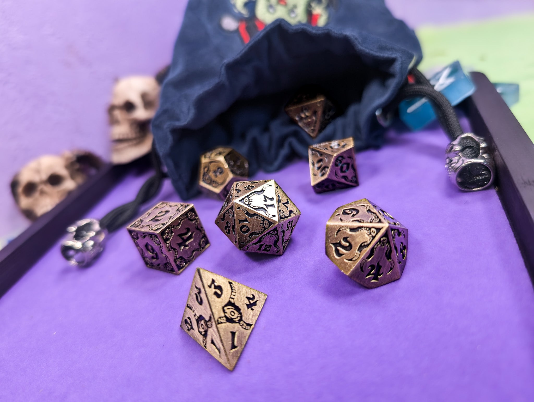 The Abyssal Sovereign | Eldritch Gold Metal Dice Set