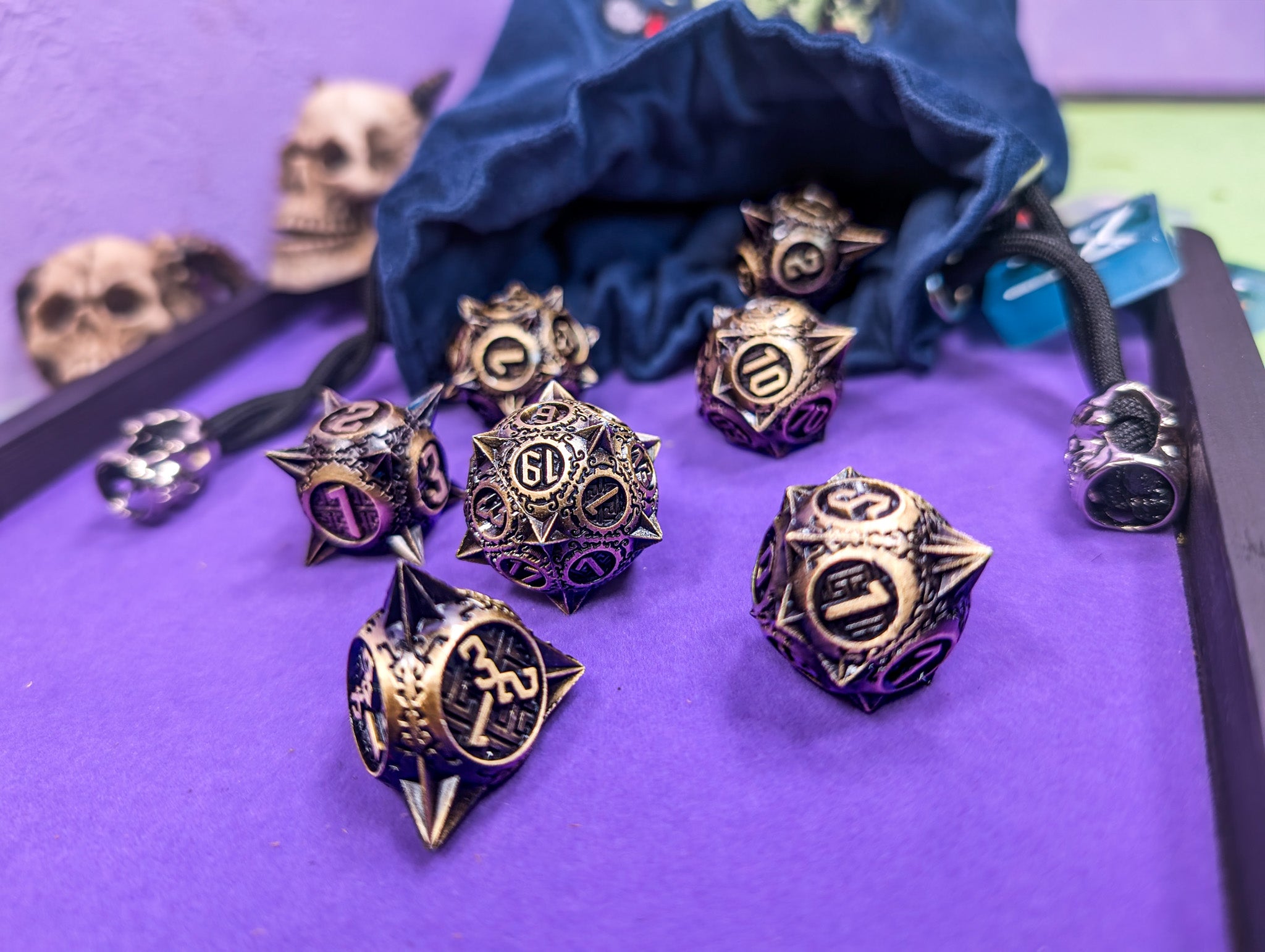The Titan's Tribute | Metal Caltrop Dice Set