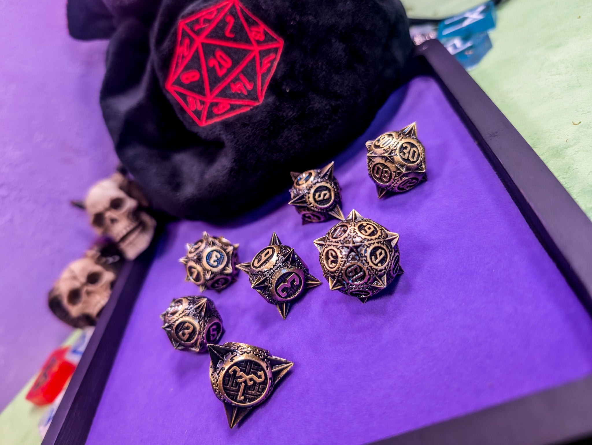 The Titan's Tribute | Metal Caltrop Dice Set