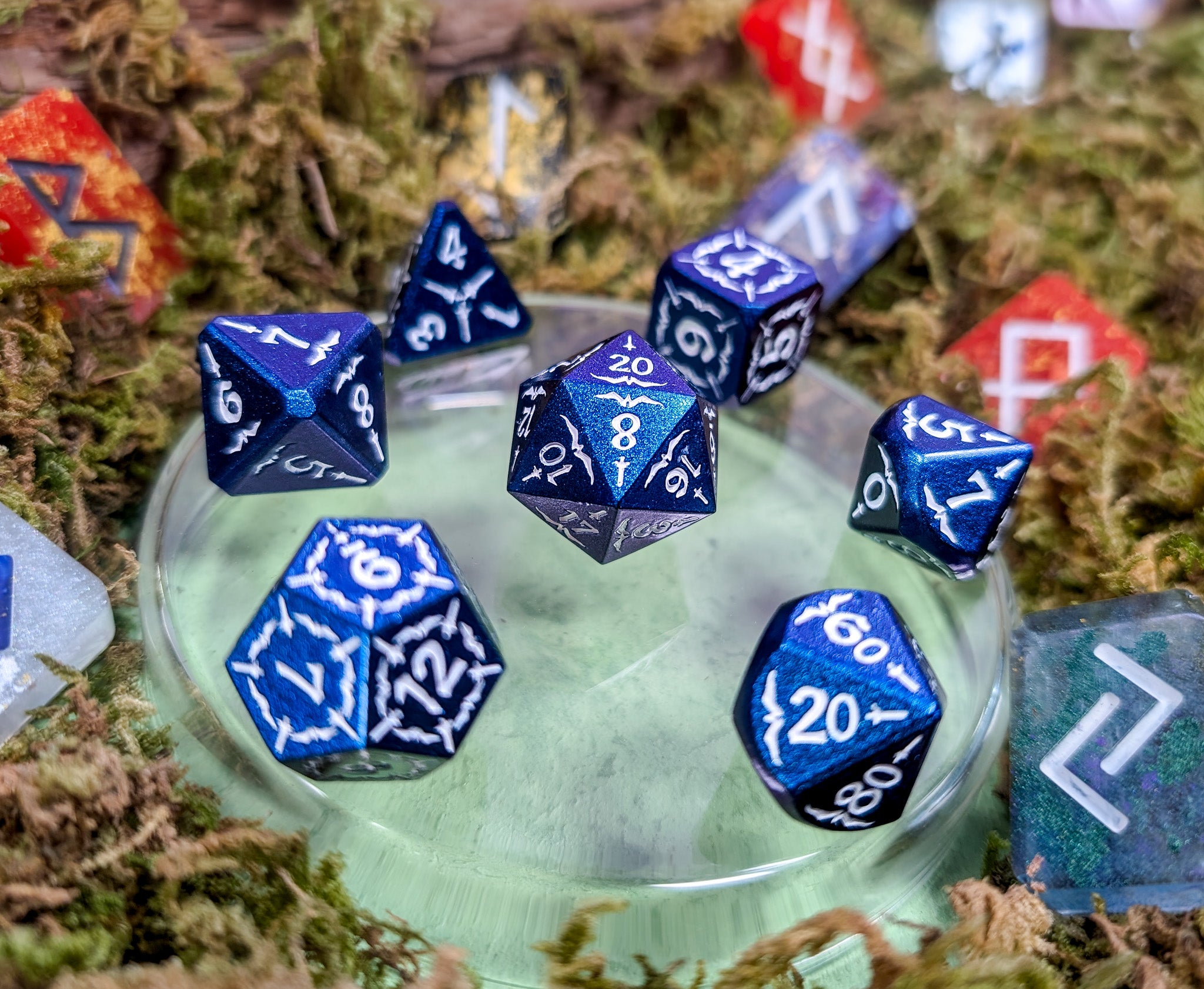 Astral Veil Arcana | Blue & White Metal Arcana Dice Set