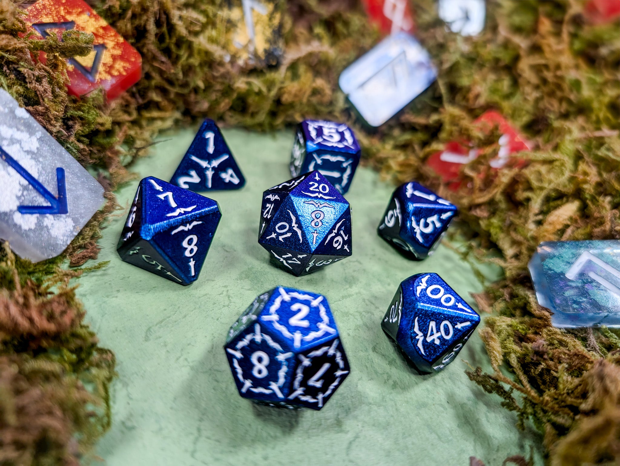 Astral Veil Arcana | Blue & White Metal Arcana Dice Set