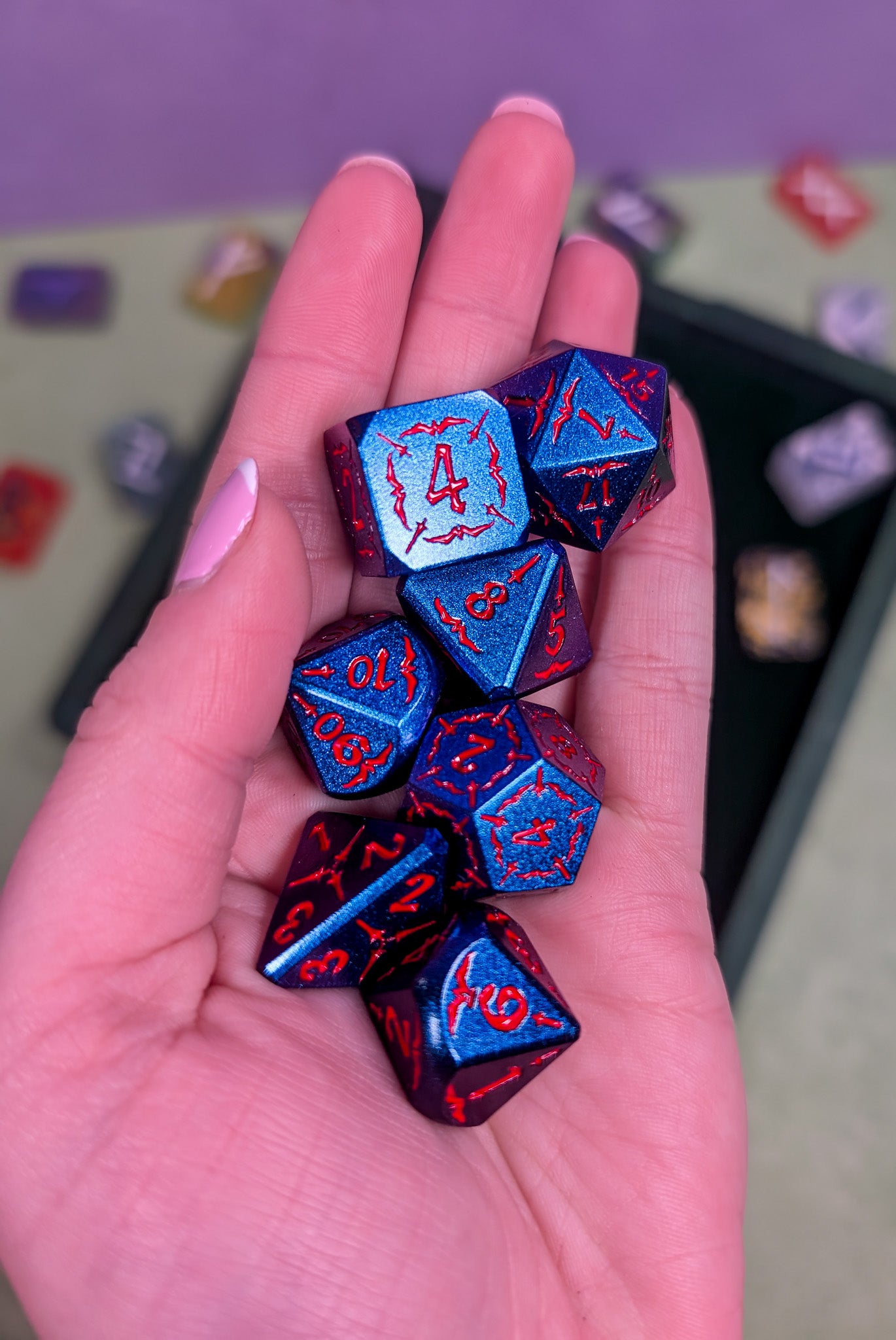 Starfire Invocation | Blue & Red Metal Arcana Dice Set