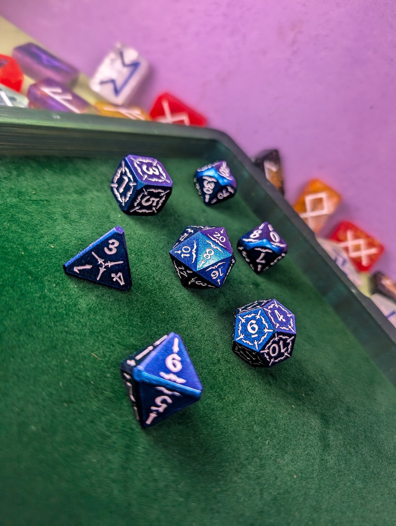 Astral Veil Arcana | Blue & White Metal Arcana Dice Set
