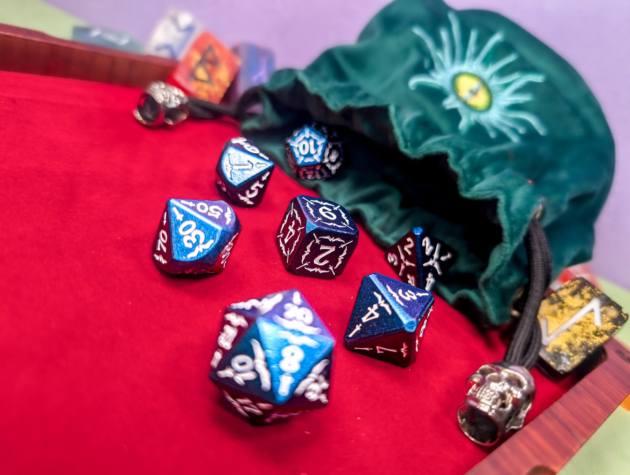 Astral Veil Arcana | Blue & White Metal Arcana Dice Set