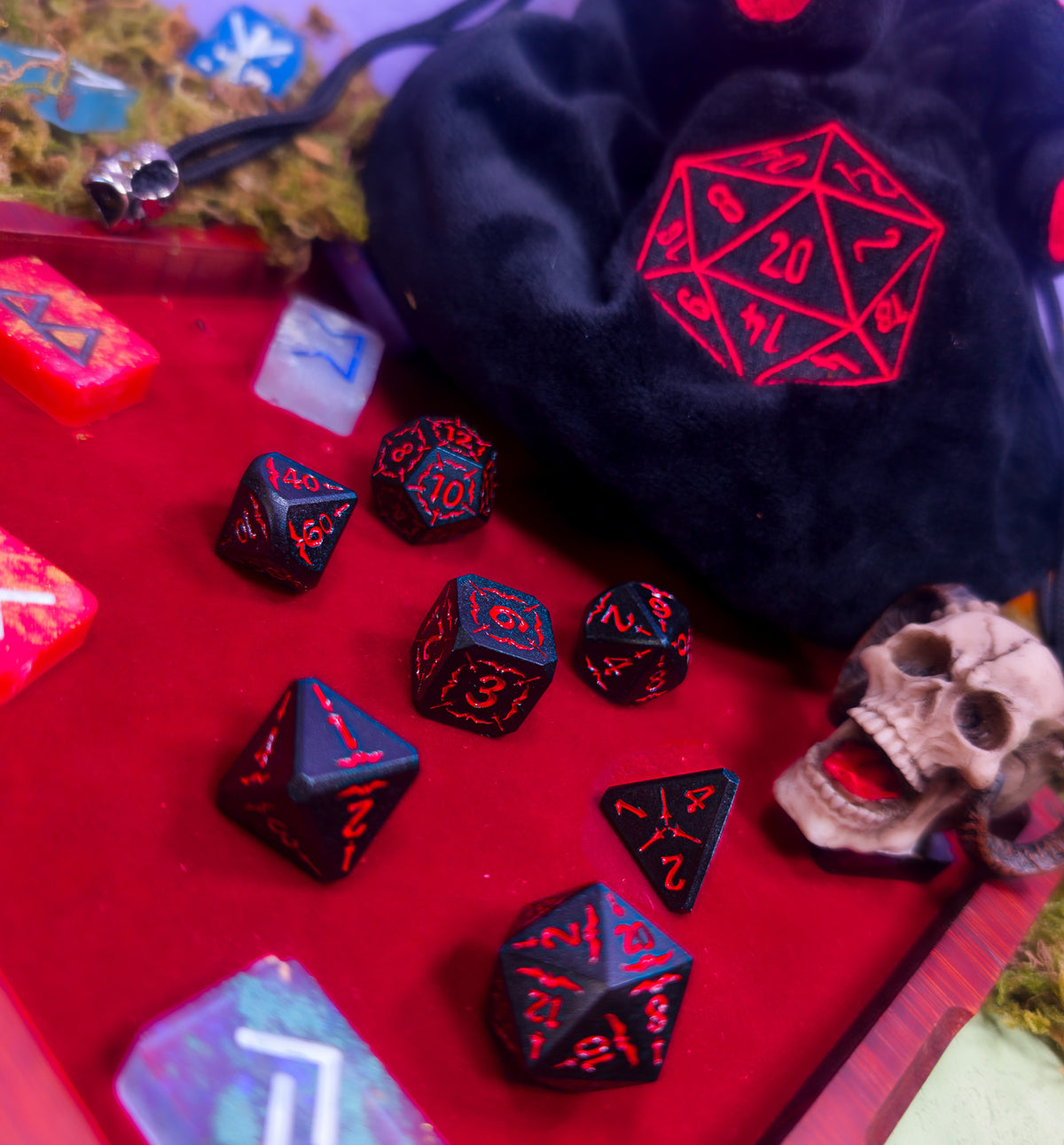 Hellish Rebuke | Black & Red Metal Arcana Dice Set